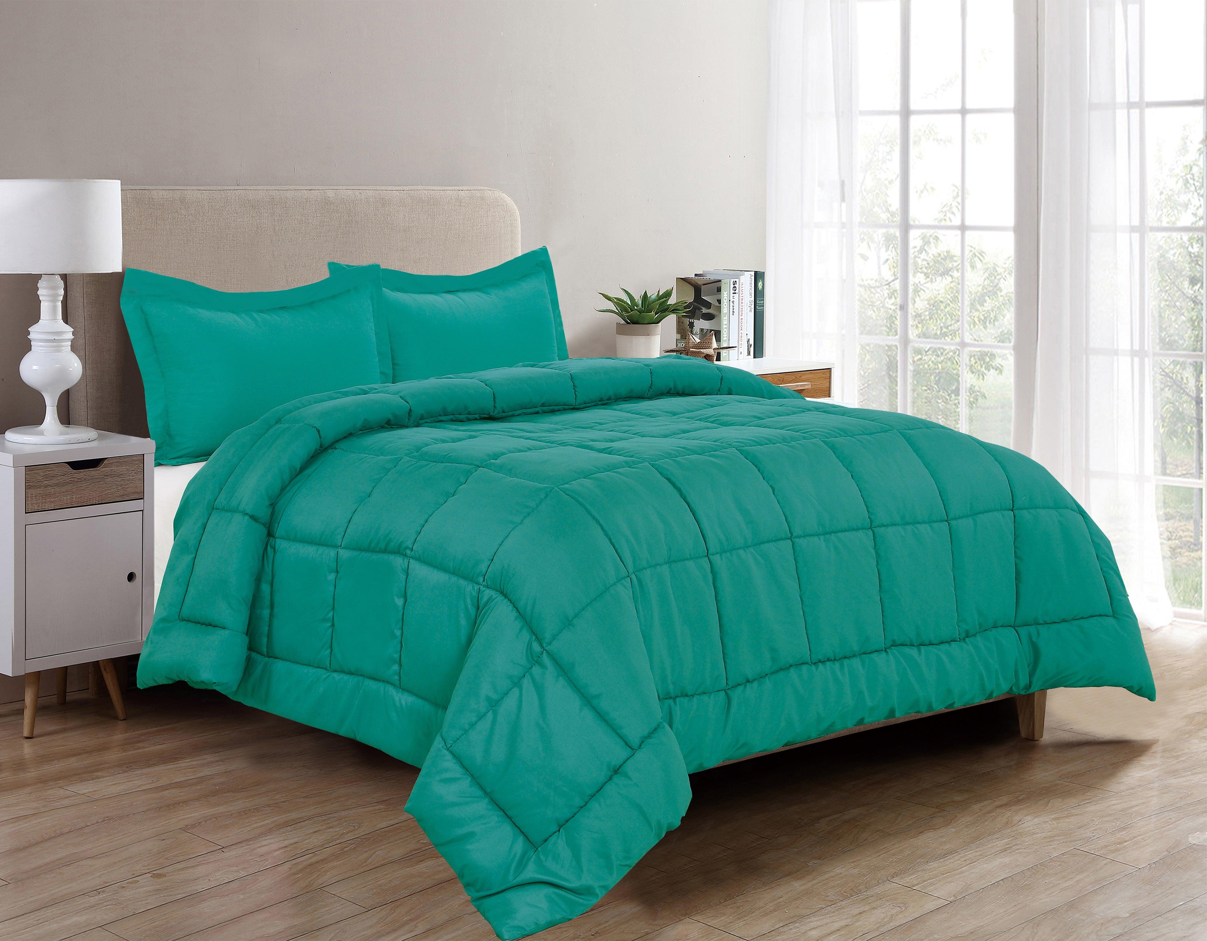 Everlaneas 3-Piece Solid Box Stitched Comforter & Shams - Double-Filled Comforter