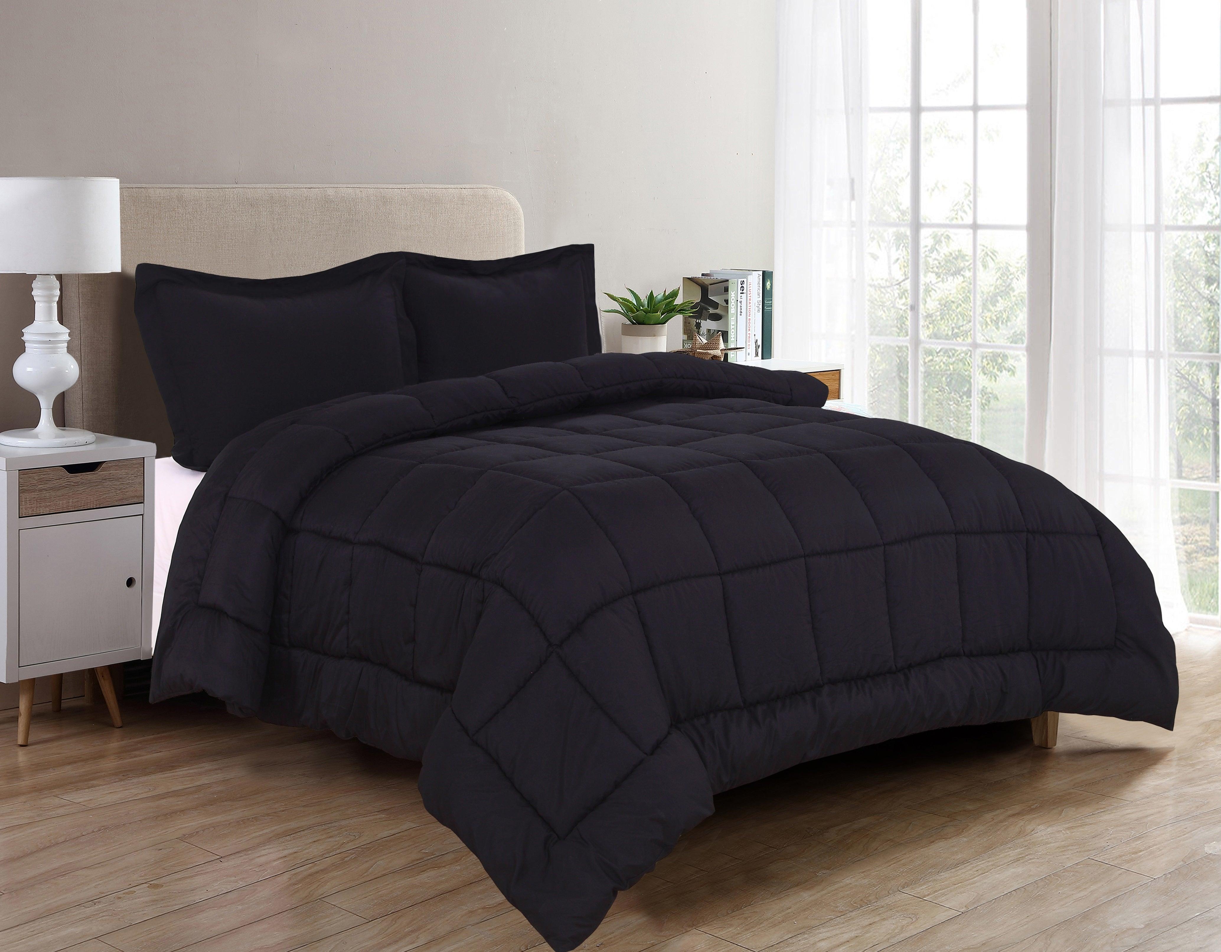 Everlaneas 3-Piece Solid Box Stitched Comforter & Shams - Double-Filled Comforter