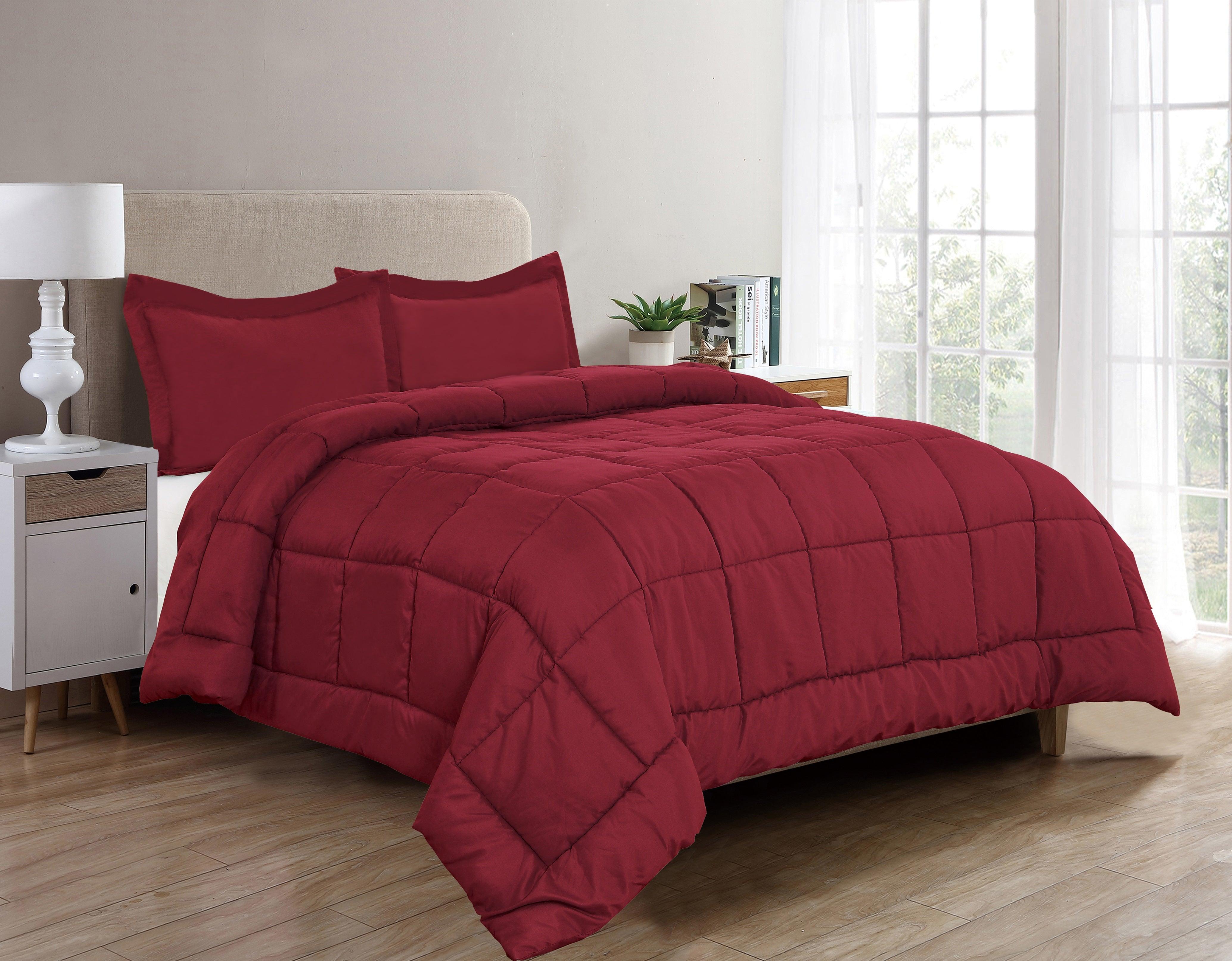 Everlaneas 3-Piece Solid Box Stitched Comforter & Shams - Double-Filled Comforter