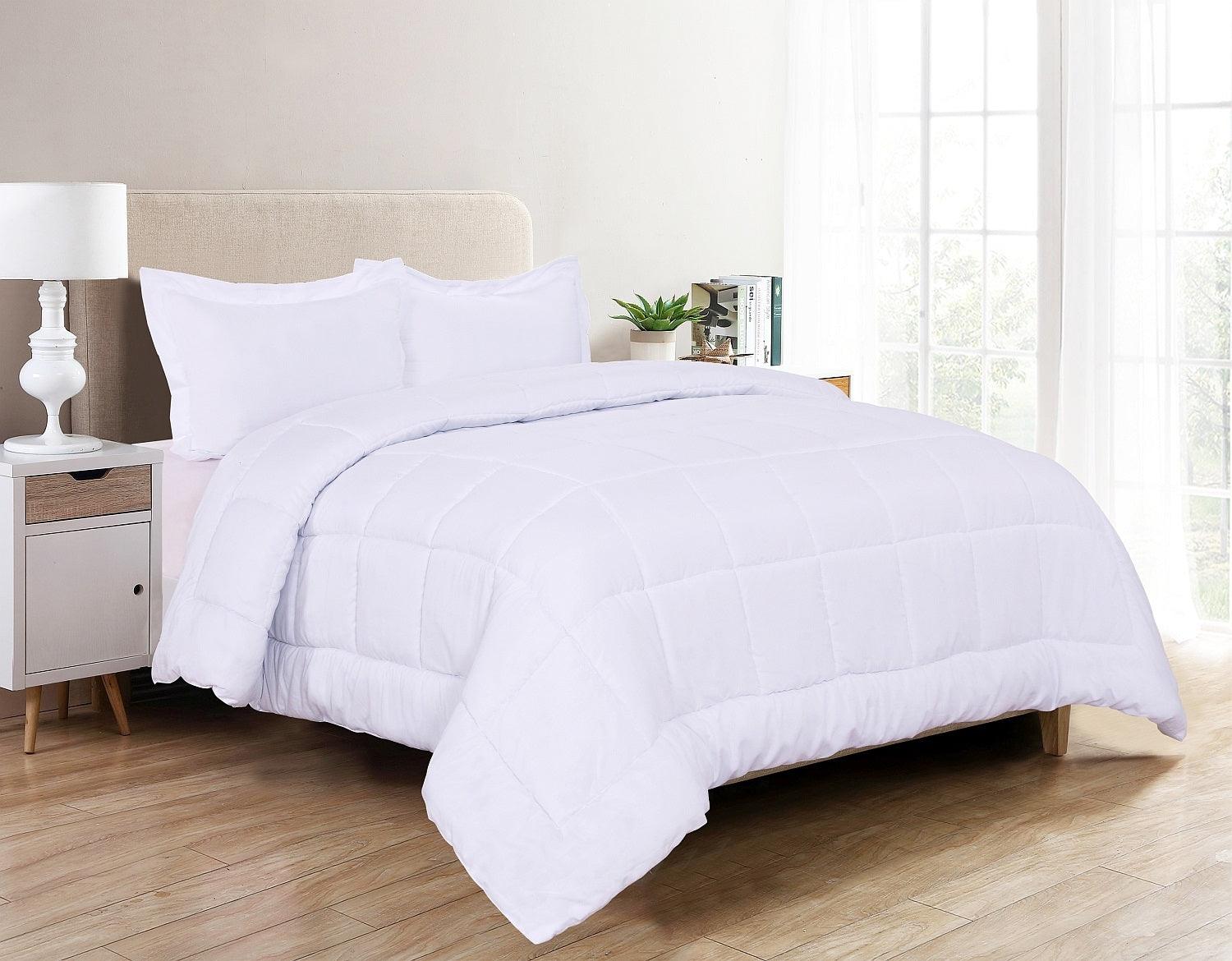 Everlaneas 3-Piece Solid Box Stitched Comforter & Shams - Double-Filled Comforter