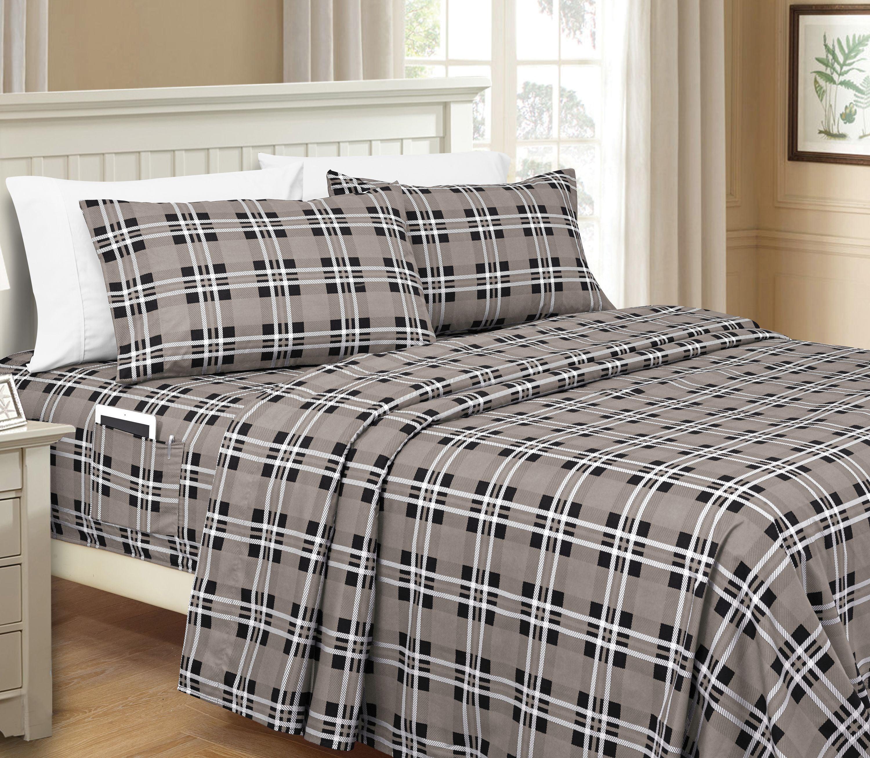 Everlaneas 6-Piece Plaid Pattern Bed Sheet Set - Soft as a Hotel Premium Quality