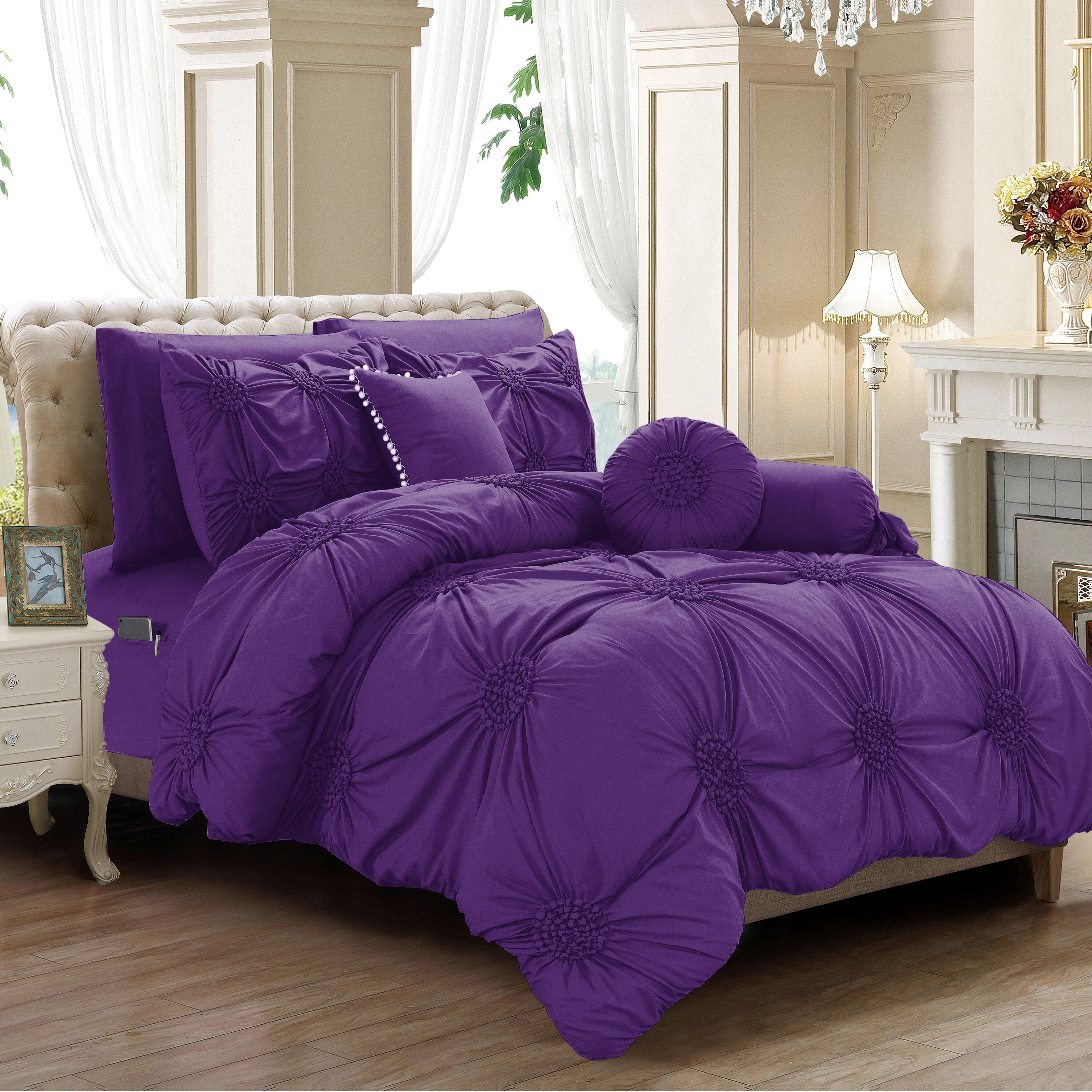 Everlaneas 10-Piece Sunflower Comforter Set - Includes 4-Piece Sheet Set with Double Sided Storage Pockets