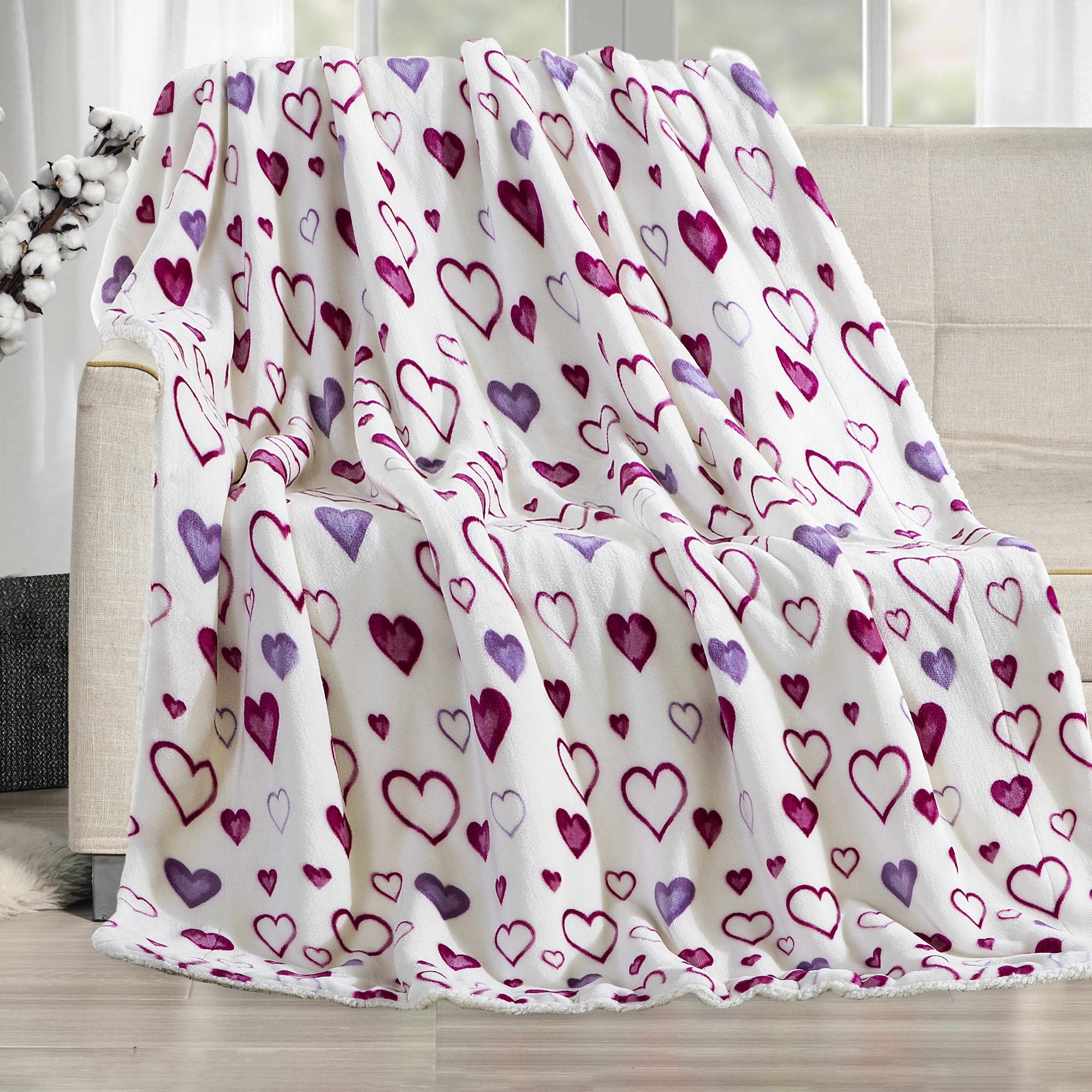 Everlaneas 50" x 60" Valentine Inspired Sherpa Back Throw
