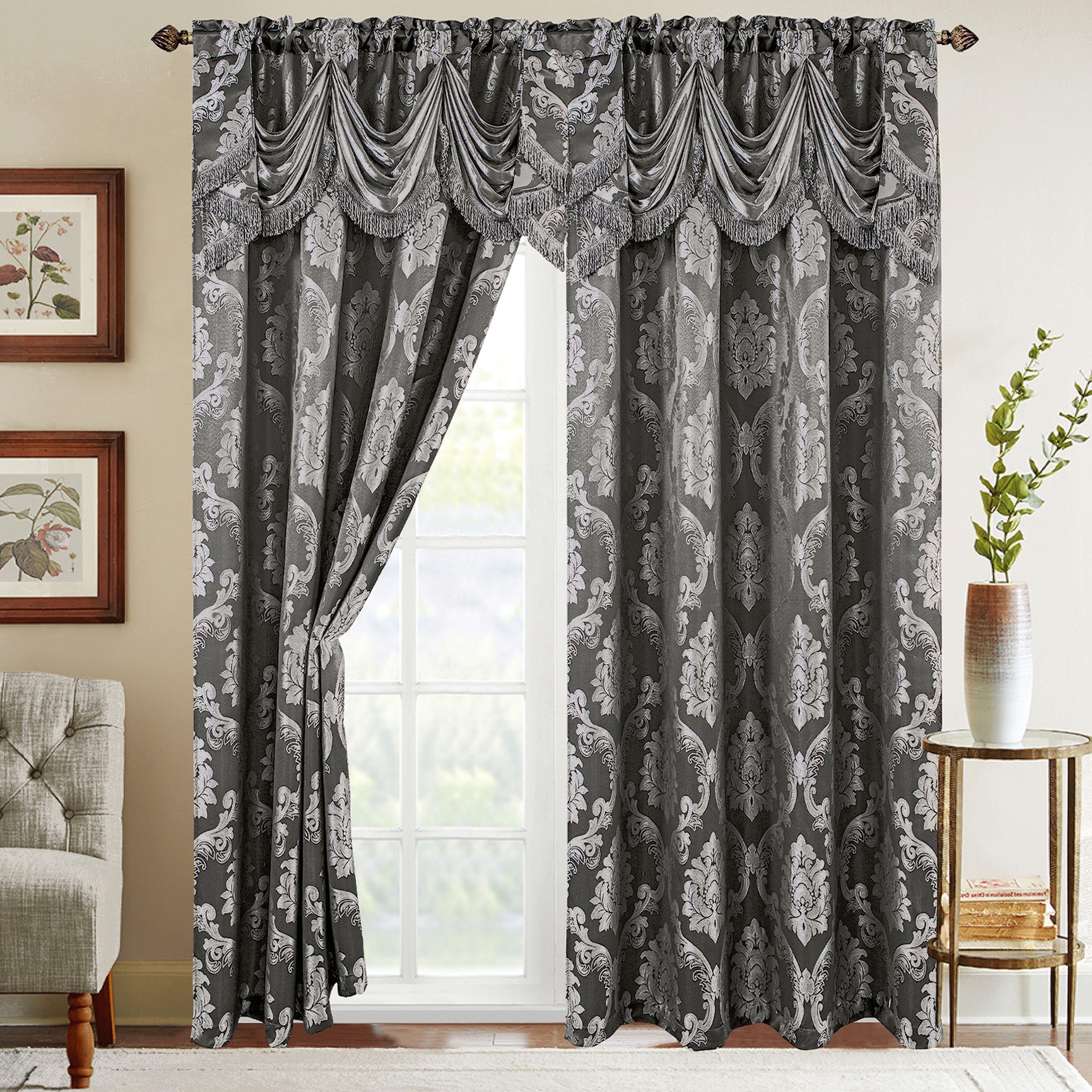 Everlaneas Set of 2 Nesreen Jacquard Look Curtain Panels - 54" W x 84" L