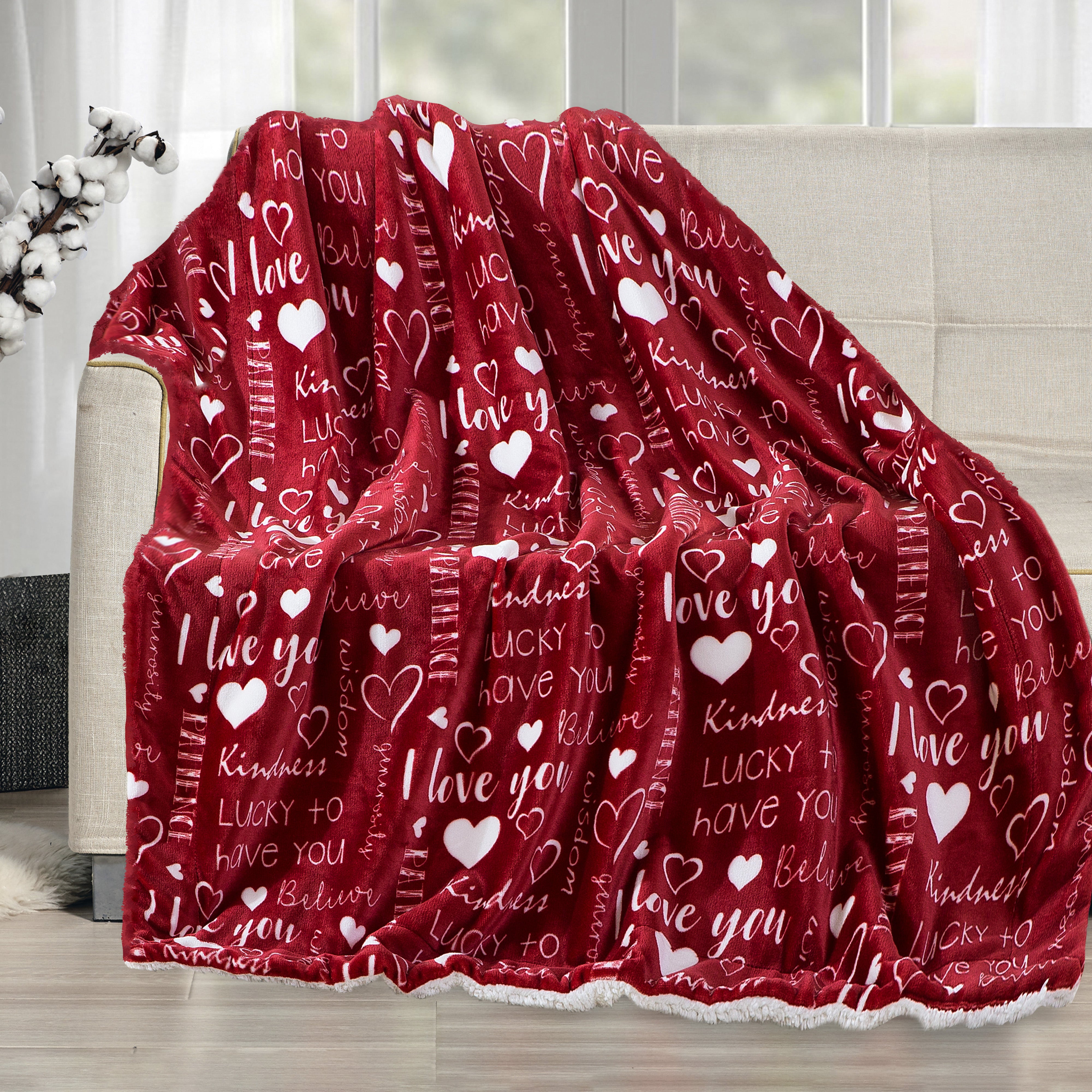 Everlaneas 50" x 60" Valentine Inspired Sherpa Back Throw