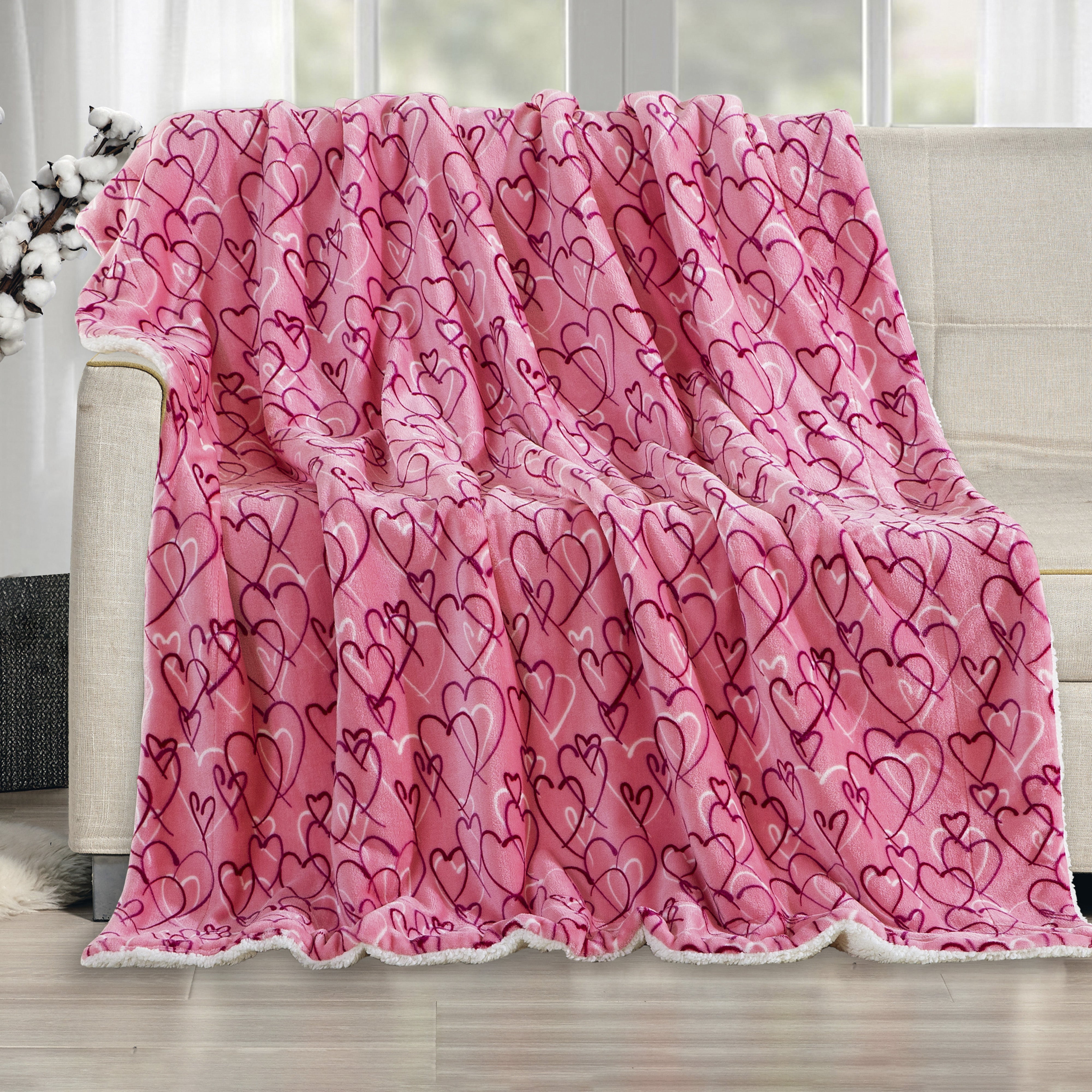 Everlaneas 50" x 60" Valentine Inspired Sherpa Back Throw