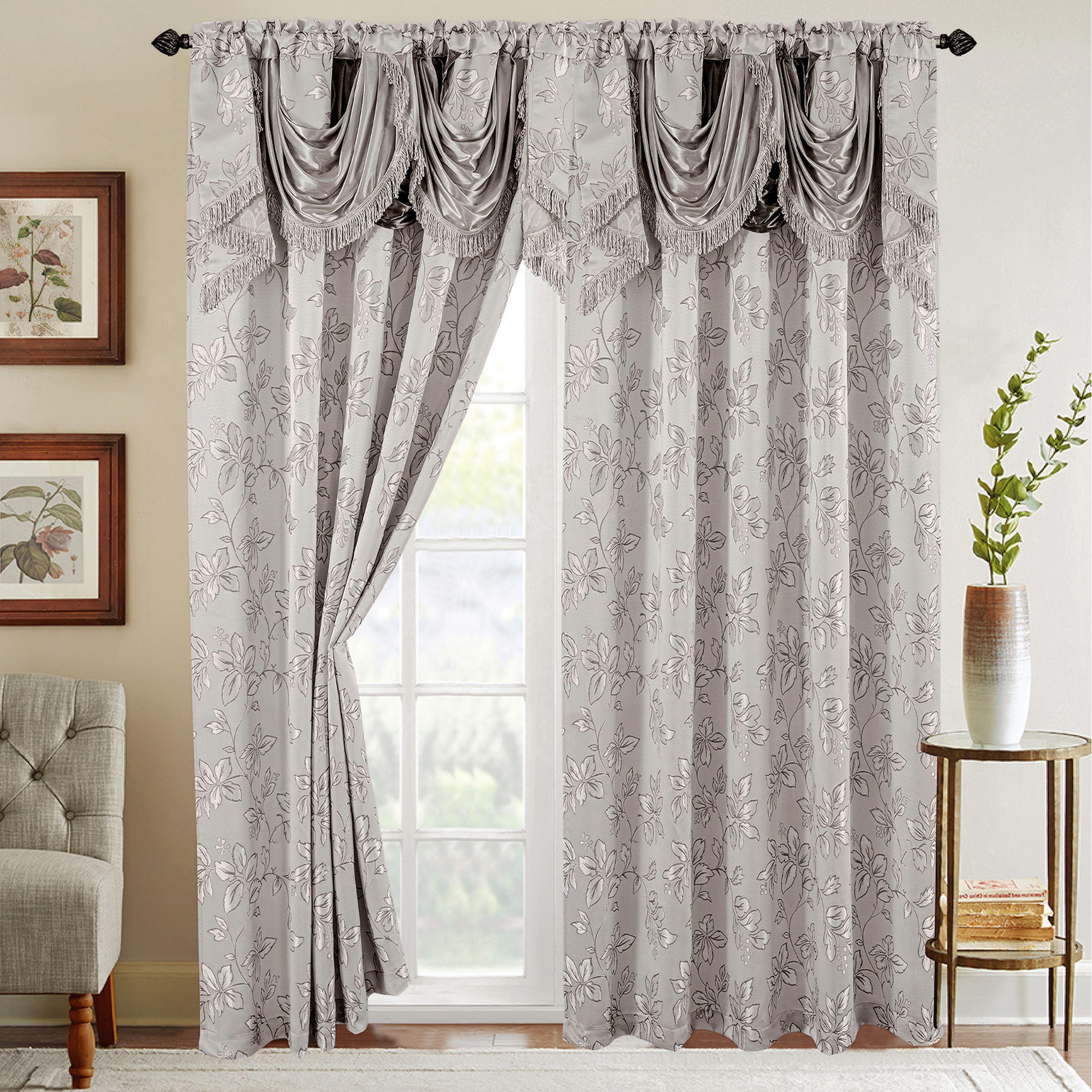 Everlaneas Set of 2 Shereen Jacquard Look Curtain Panels - 54" W x 84" L