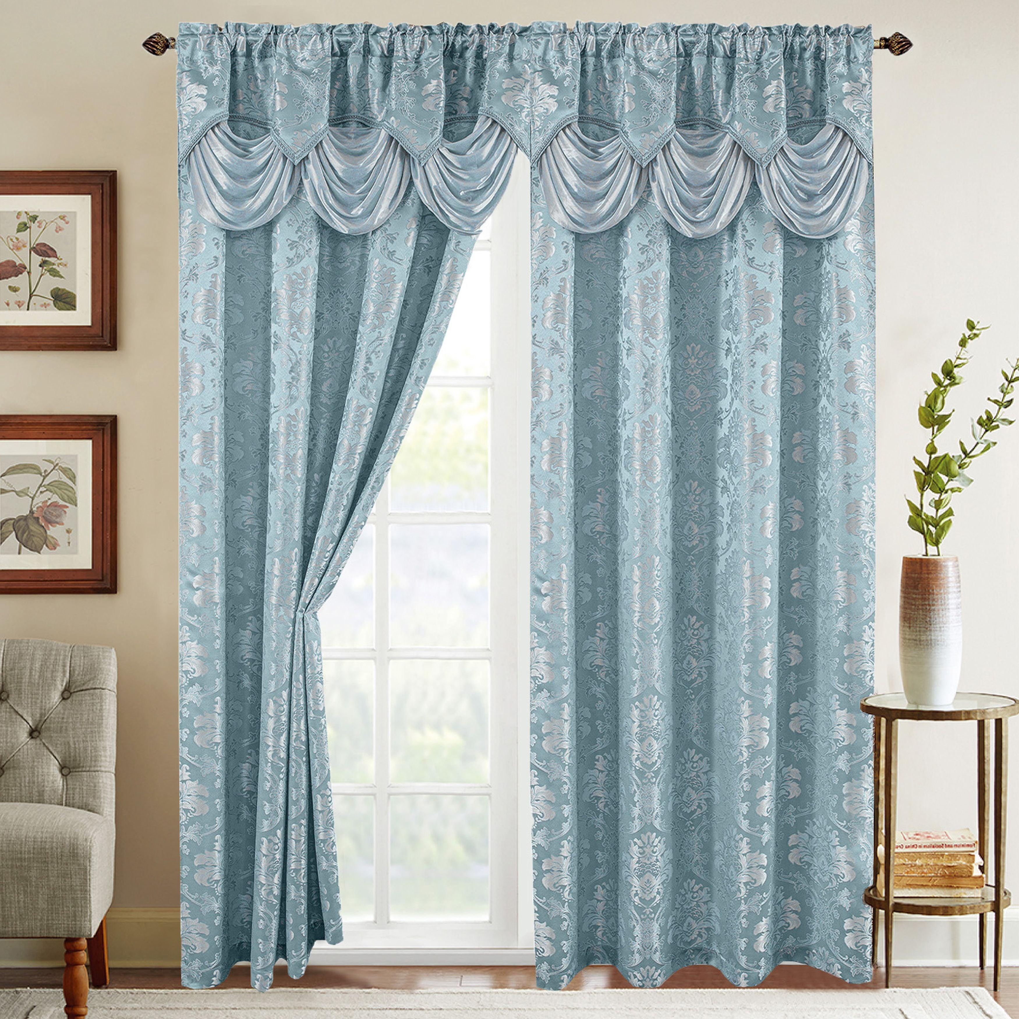 Everlaneas Set of 2 Saffa Jacquard Look Curtain Panels - 54" W x 84" L