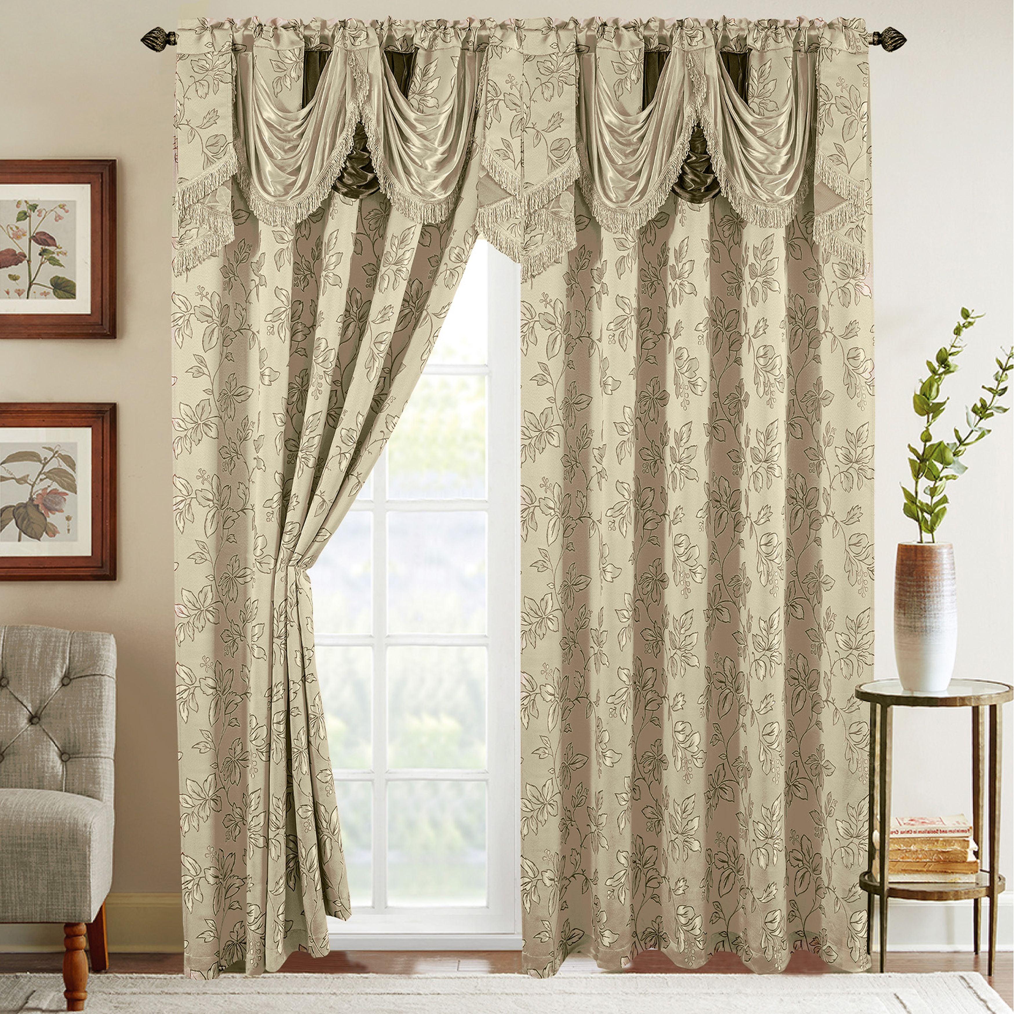 Everlaneas Set of 2 Shereen Jacquard Look Curtain Panels - 54" W x 84" L