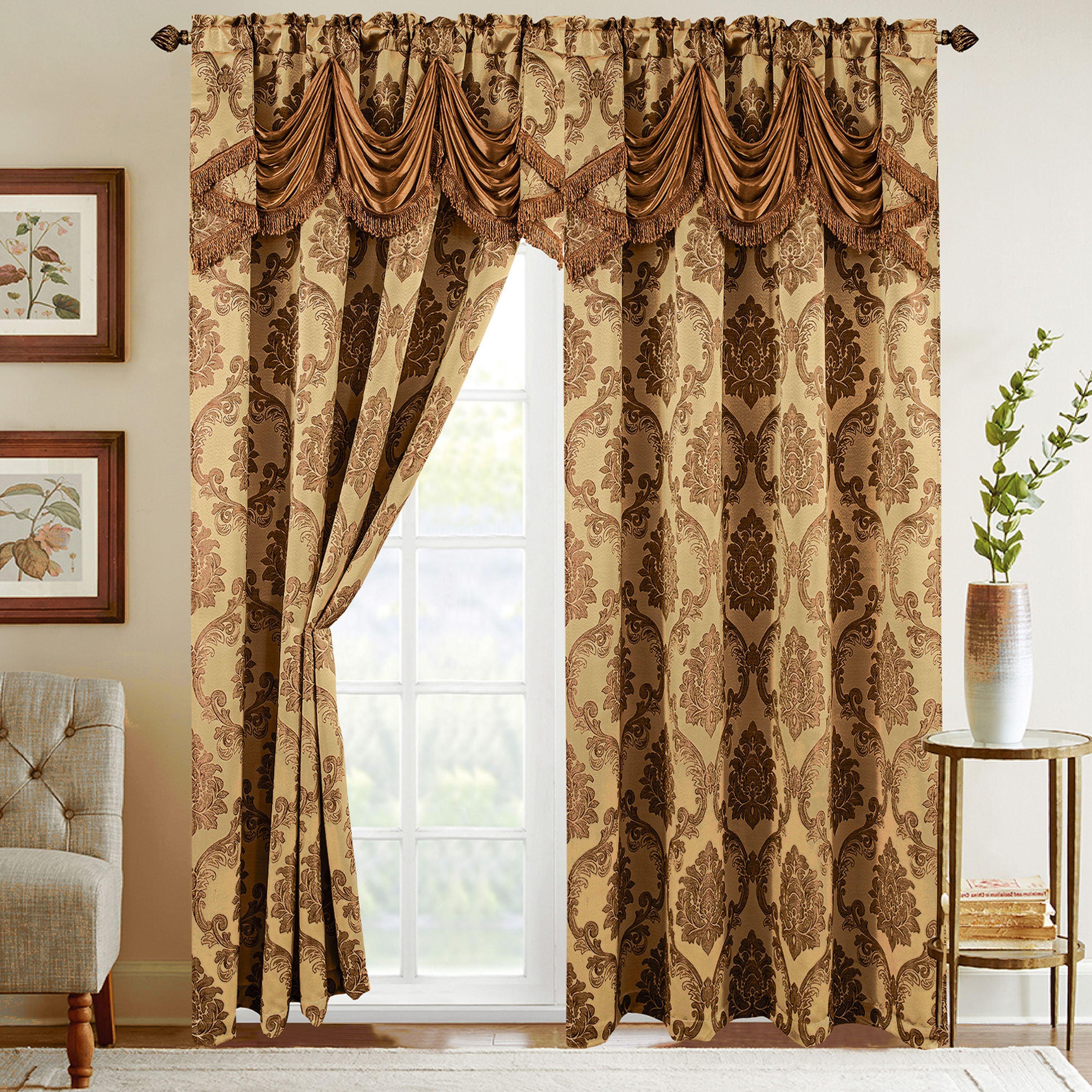 Everlaneas Set of 2 Nesreen Jacquard Look Curtain Panels - 54" W x 84" L