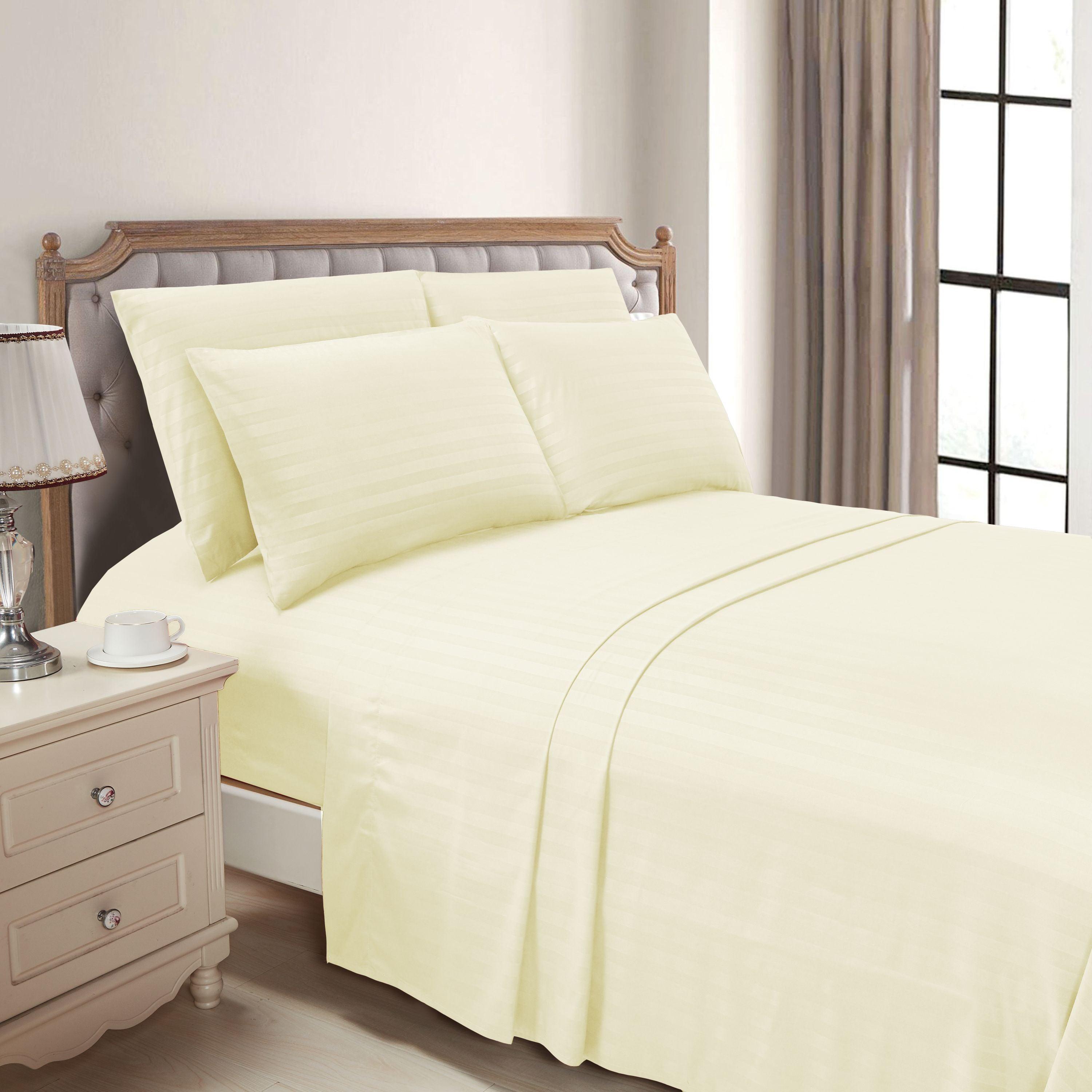 Everlaneas 6-Piece Dobby Stripe Printed Bed Sheet Set- Soft as a Hotel Premium Quality