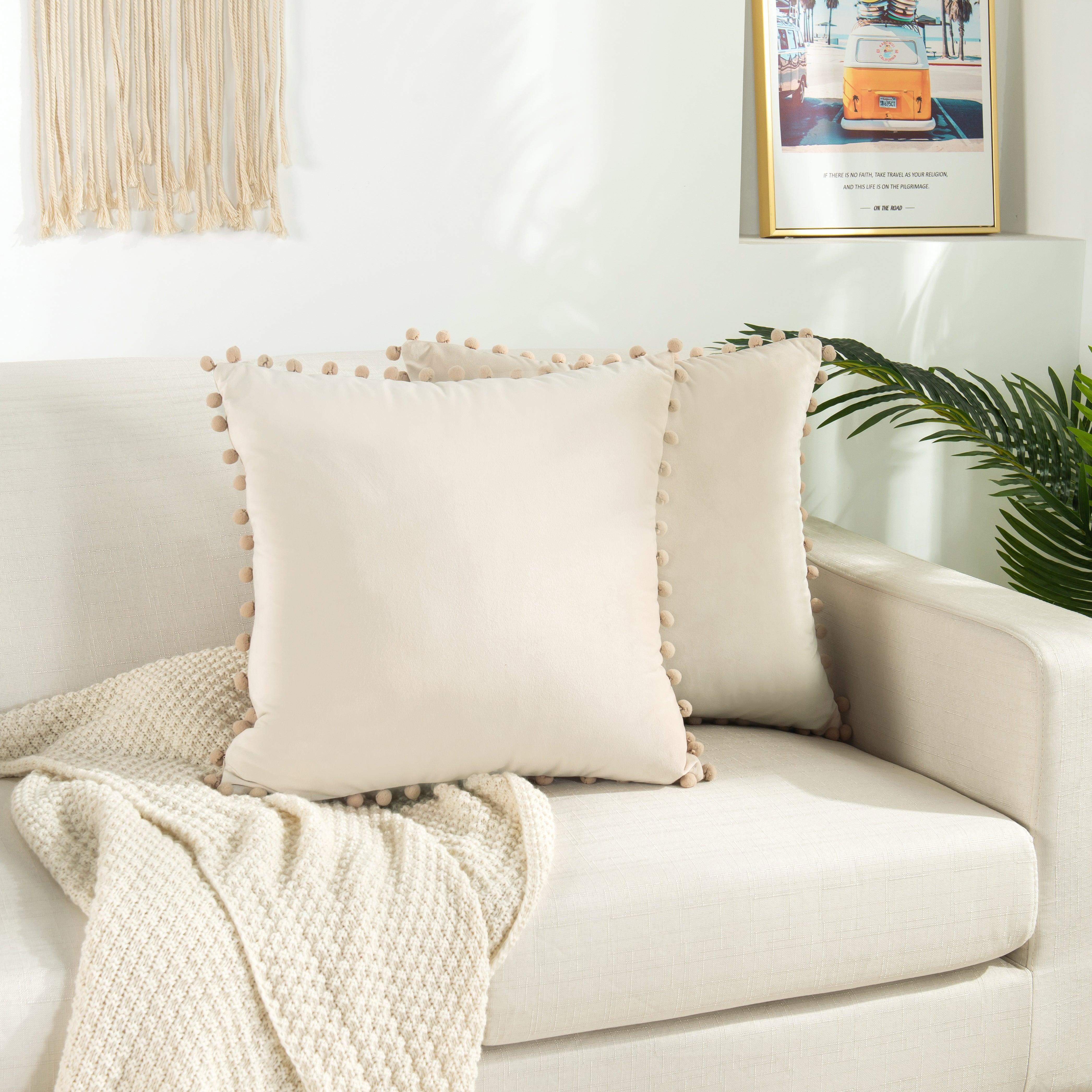 Everlaneas 2 Piece Pom-Pom Velvet Cushion Cover - Pillow Covers