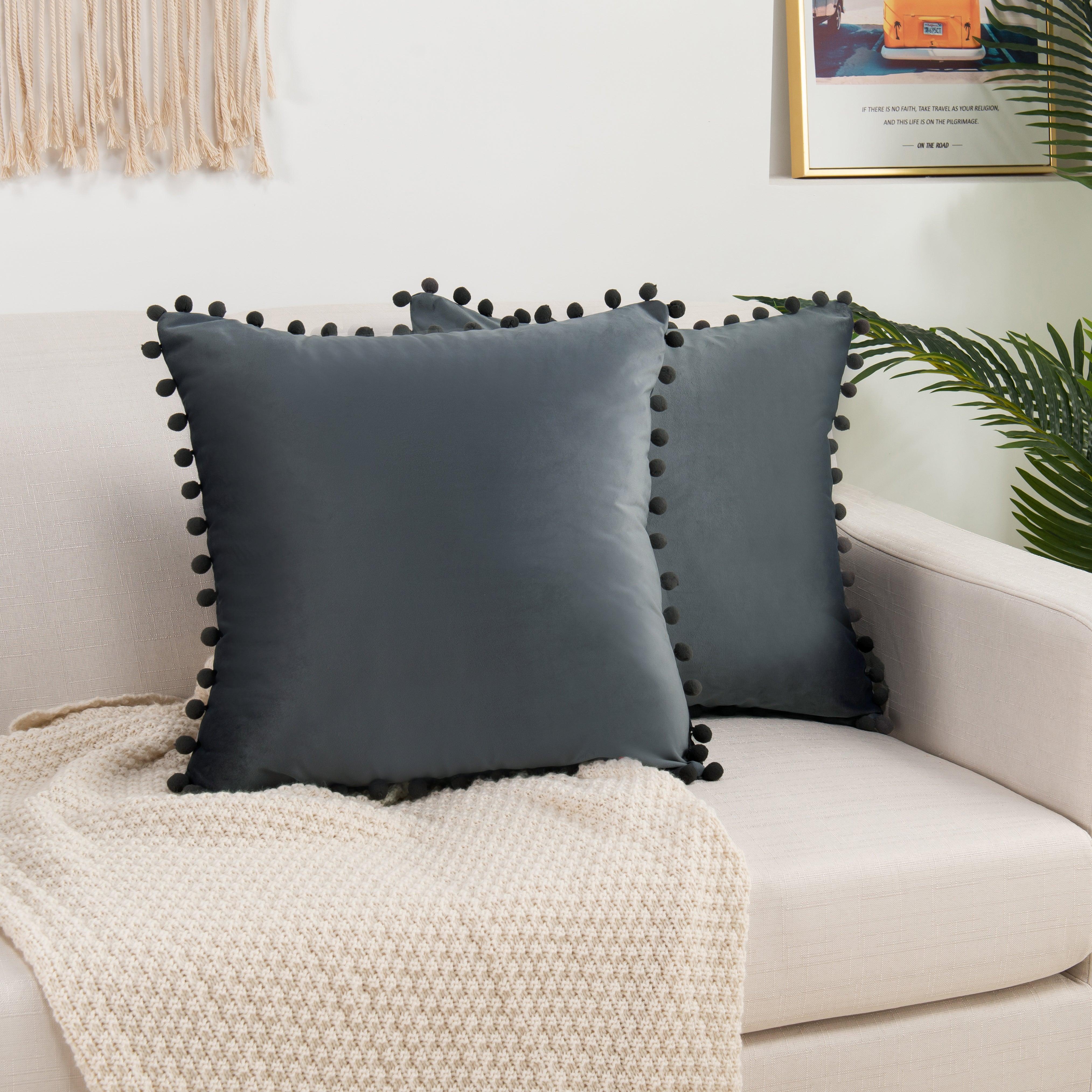 Everlaneas 2 Piece Pom-Pom Velvet Cushion Cover - Pillow Covers