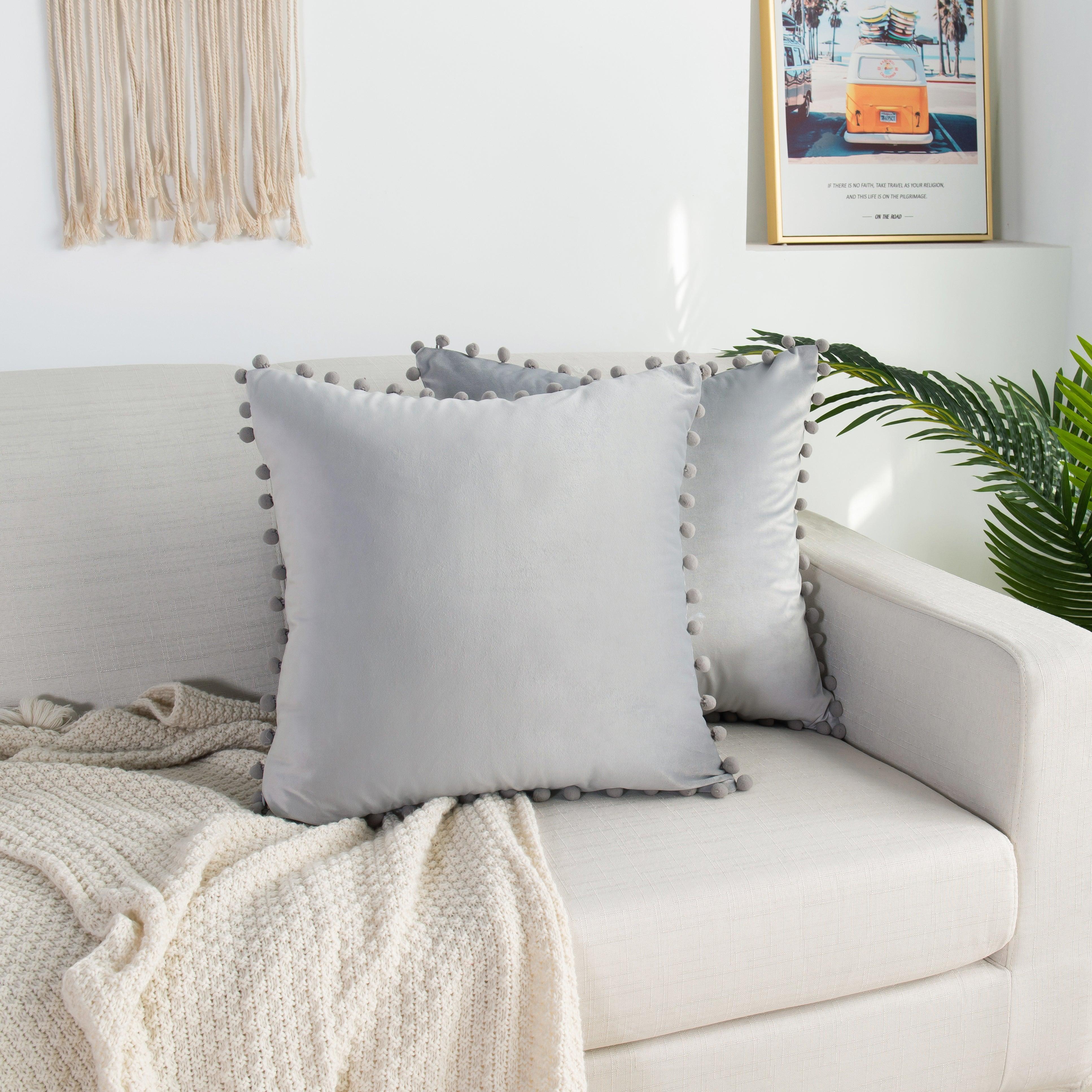 Everlaneas 2 Piece Pom-Pom Velvet Cushion Cover - Pillow Covers