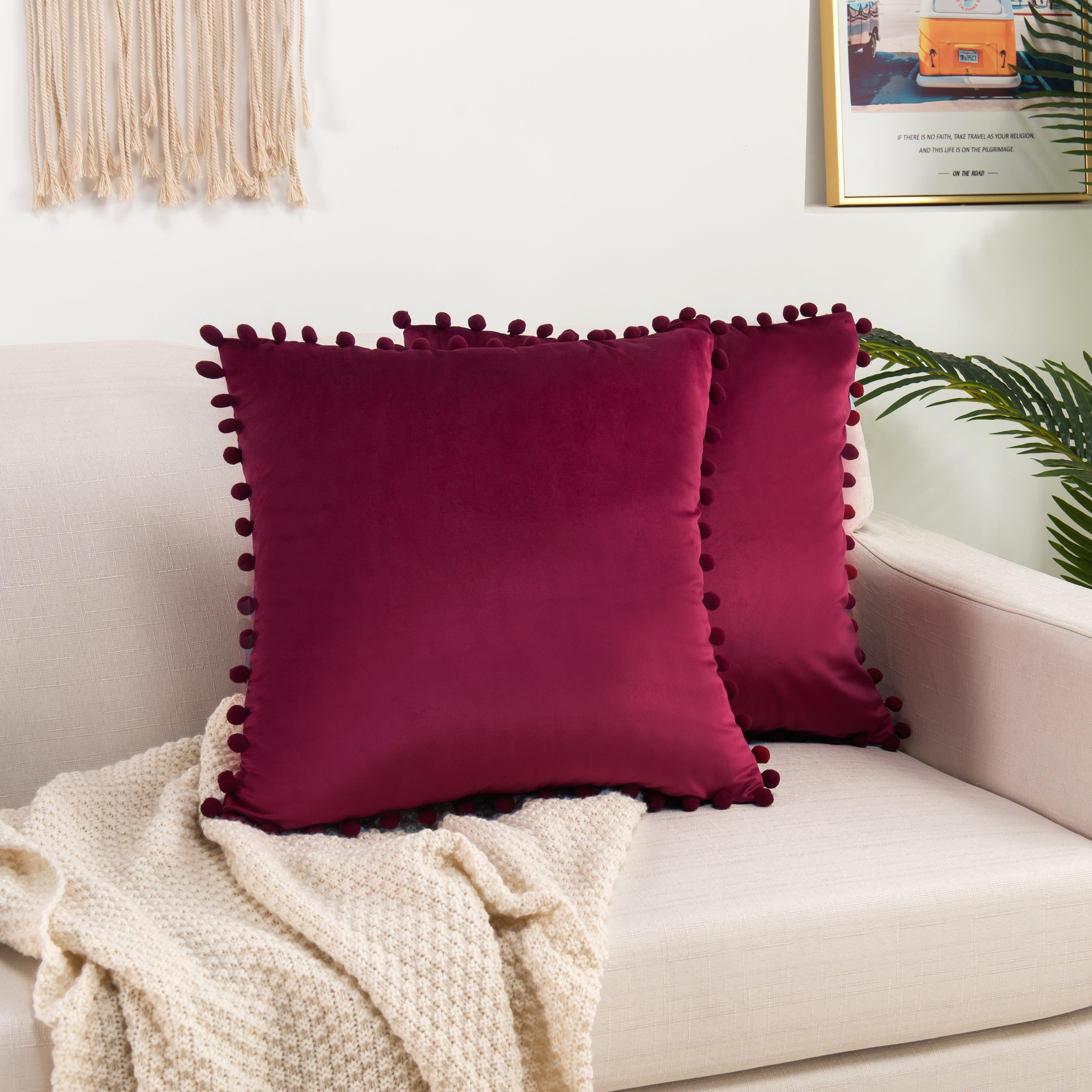Everlaneas 2 Piece Pom-Pom Velvet Cushion Cover - Pillow Covers