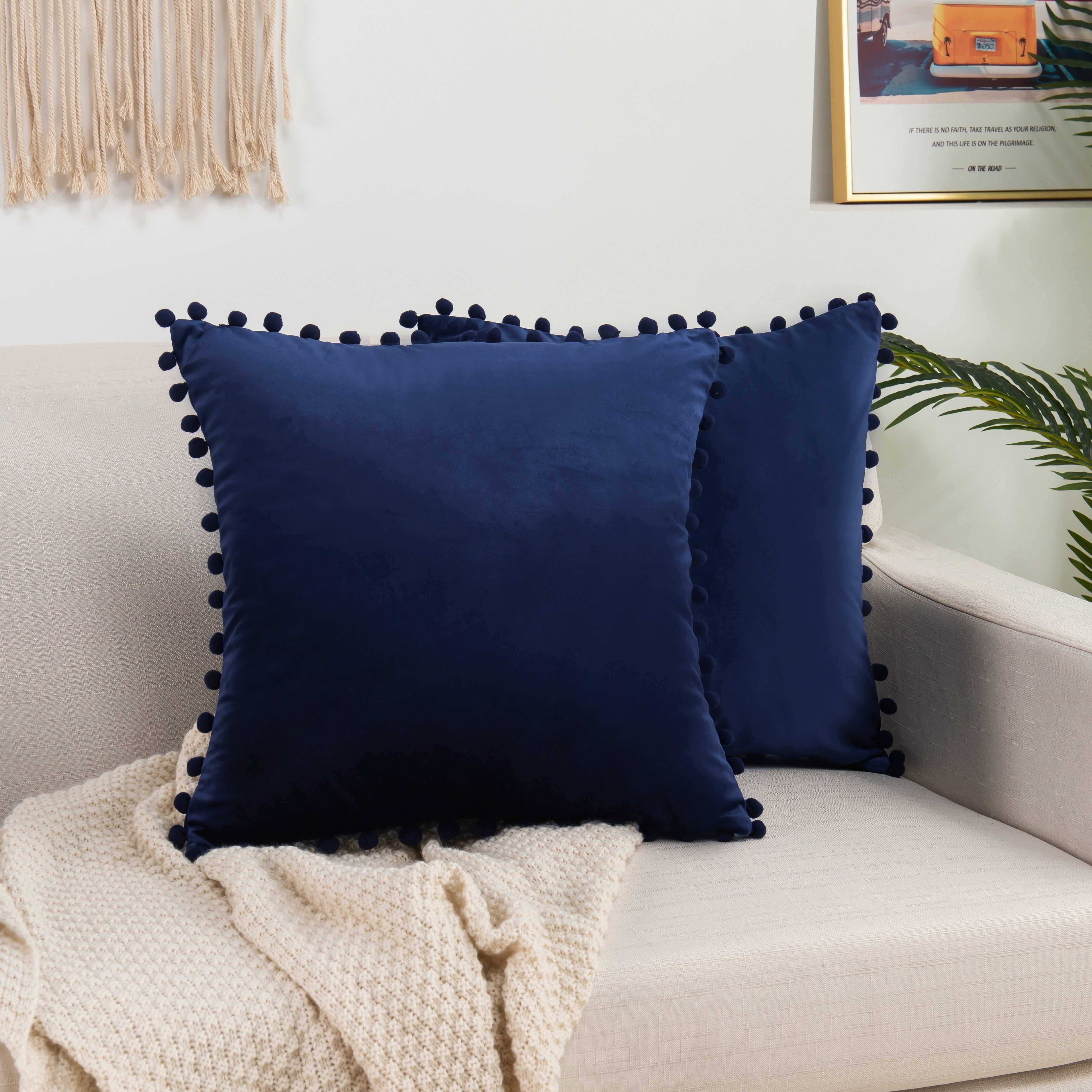 Everlaneas 2 Piece Pom-Pom Velvet Cushion Cover - Pillow Covers