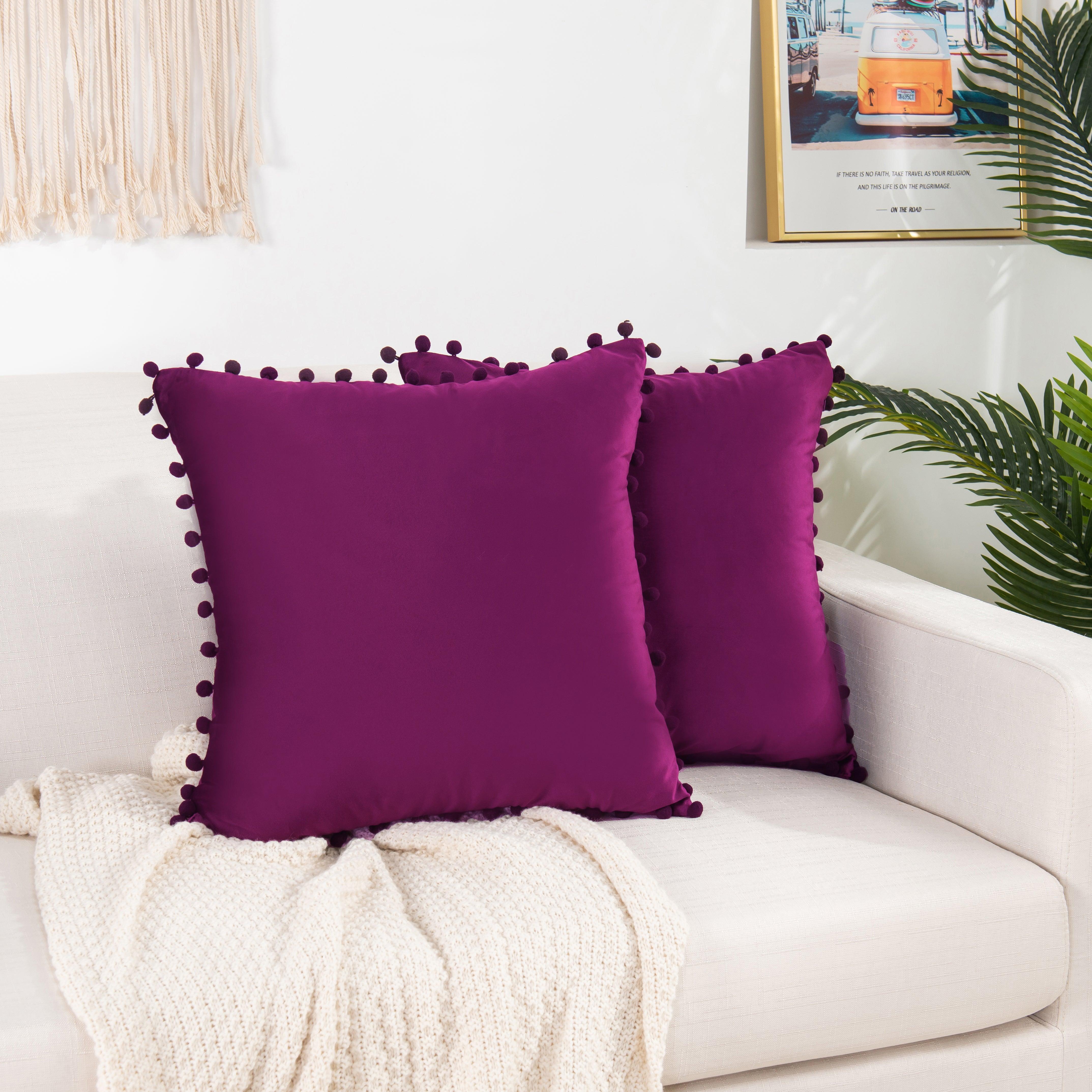 Everlaneas 2 Piece Pom-Pom Velvet Cushion Cover - Pillow Covers