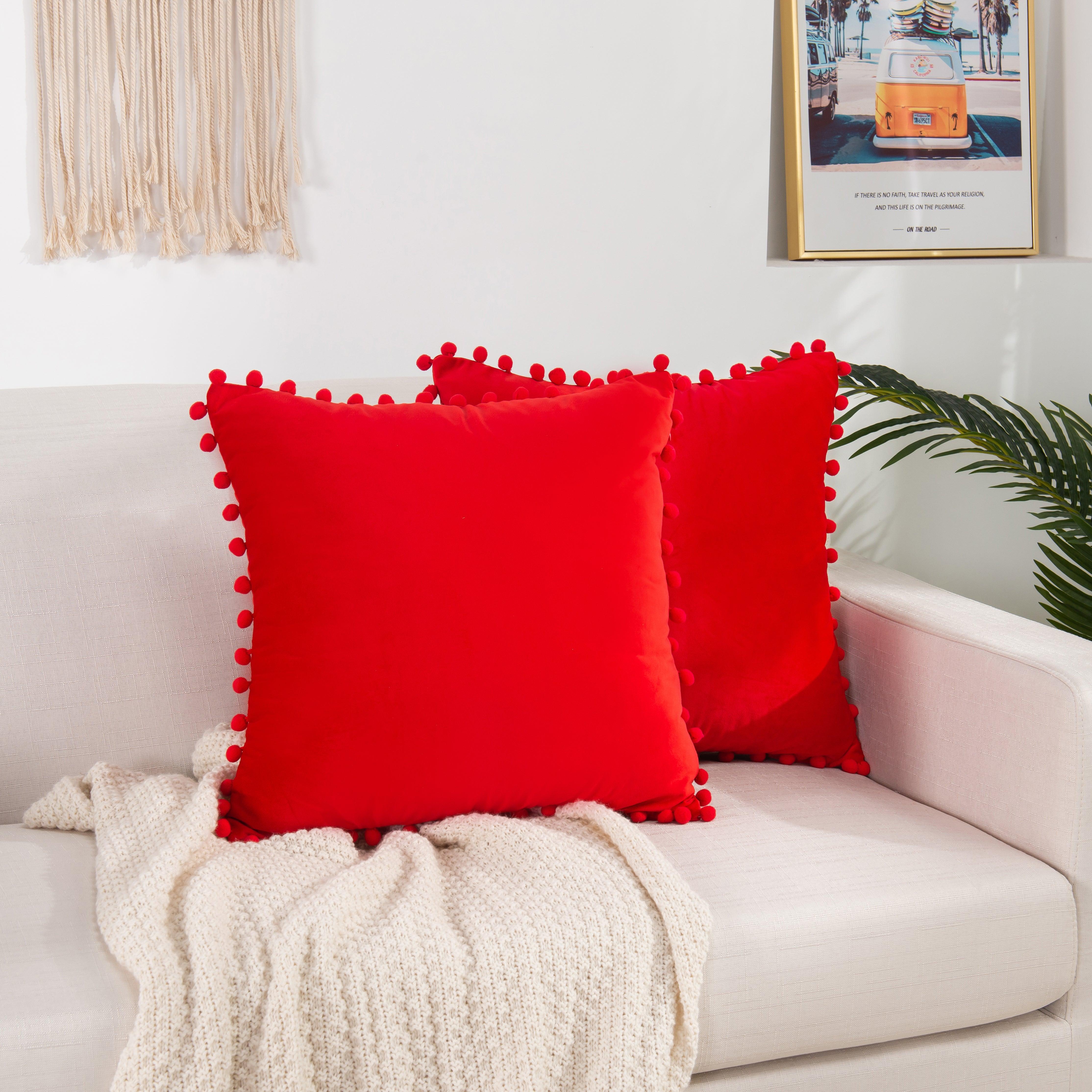 Everlaneas 2 Piece Pom-Pom Velvet Cushion Cover - Pillow Covers