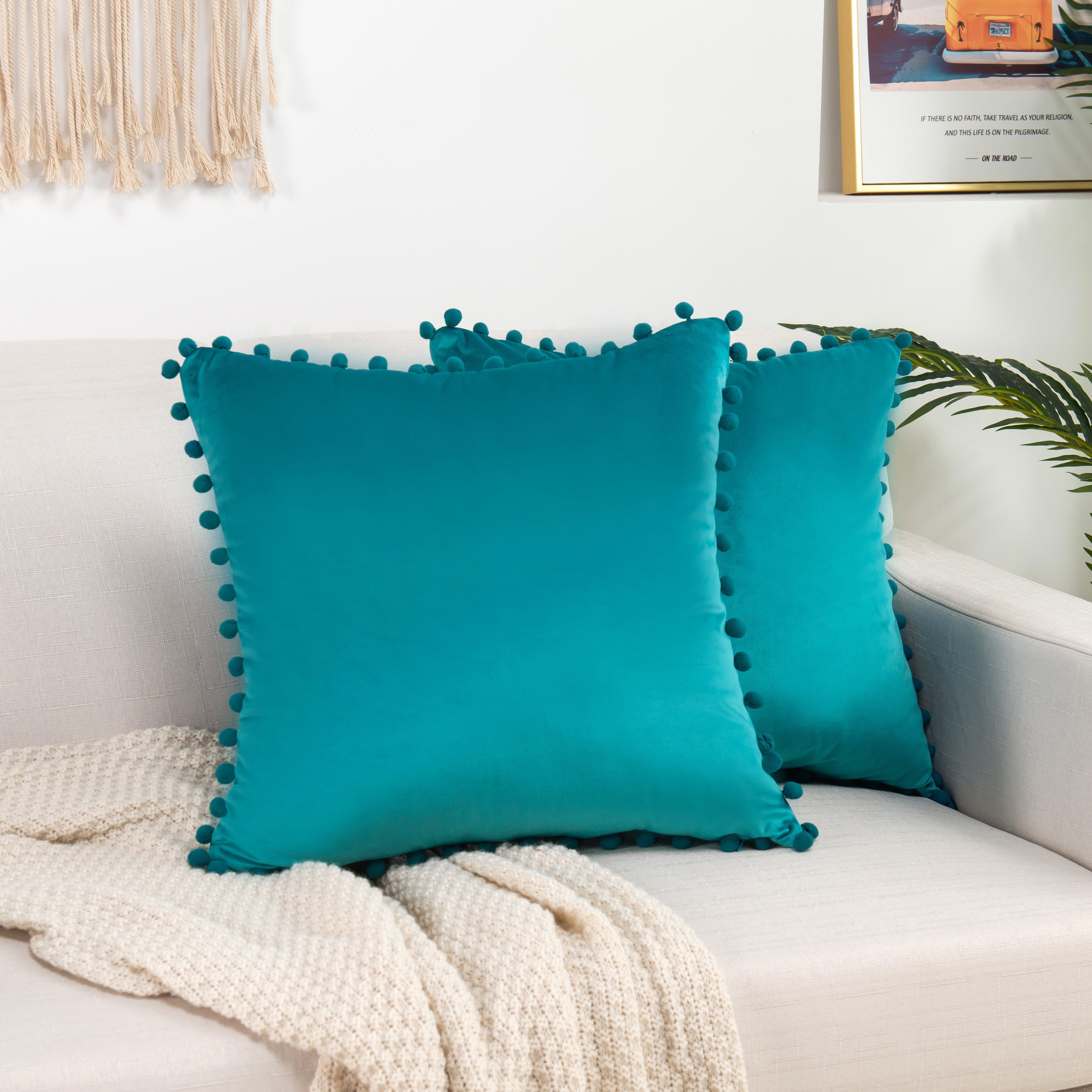 Everlaneas 2 Piece Pom-Pom Velvet Cushion Cover - Pillow Covers