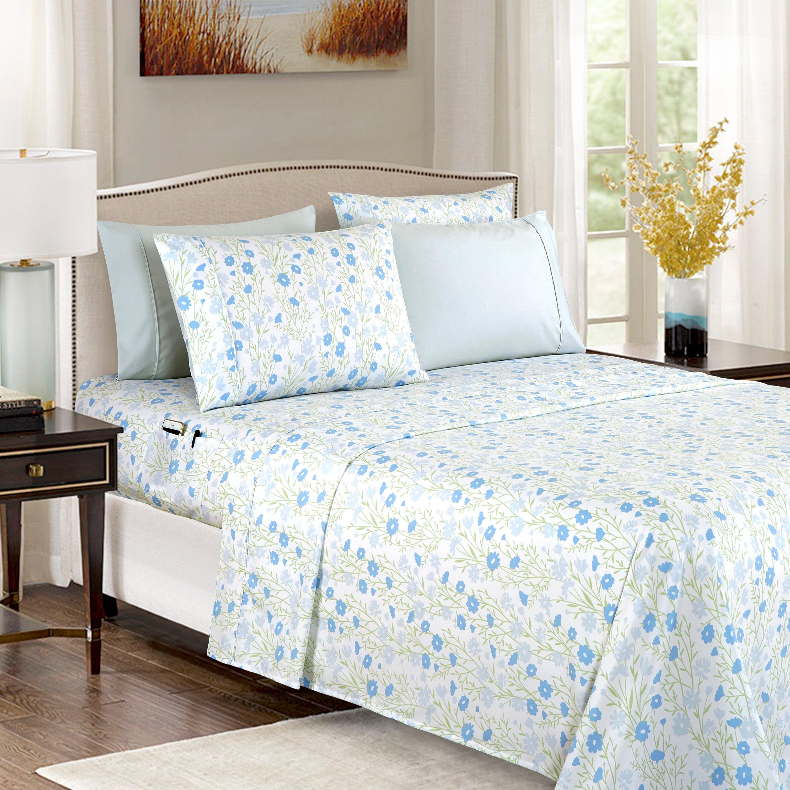 Everlaneas 6-Piece Floral and Stripe Pattern Sheet Set - Soft as a Hotel Premium Quality Bedding