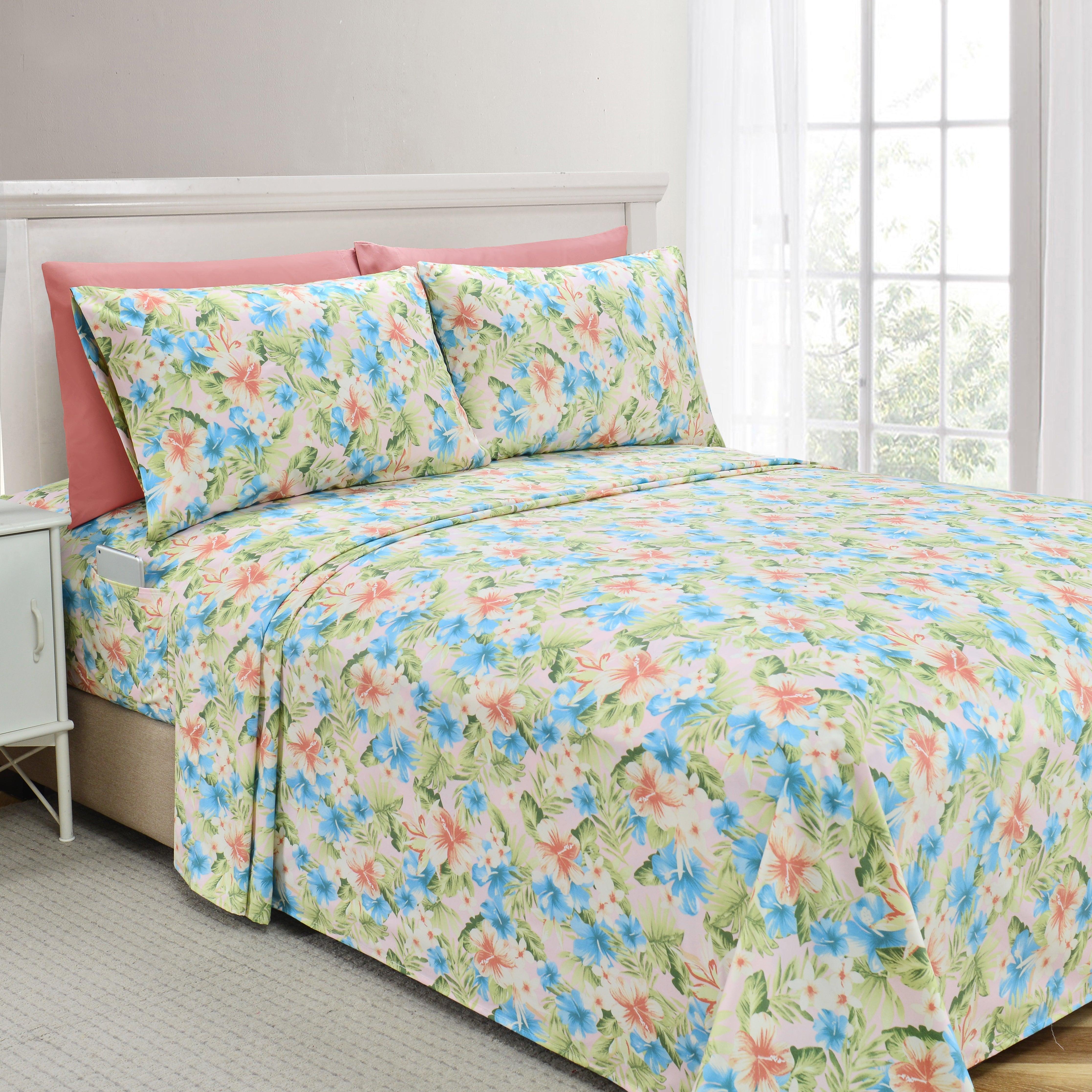 Everlaneas 6-Piece Floral and Stripe Pattern Sheet Set - Soft as a Hotel Premium Quality Bedding