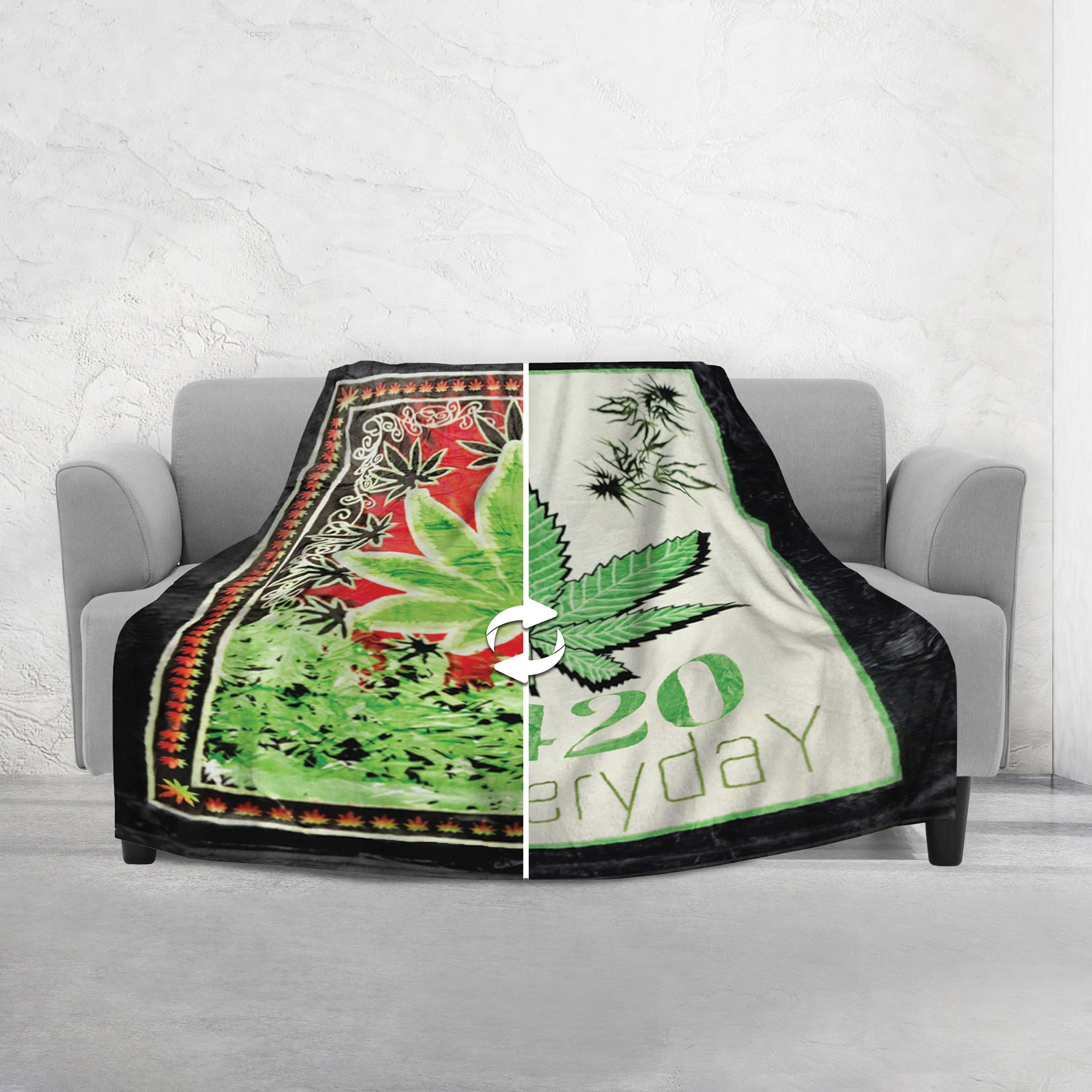 Everlaneas Marijuana Printed Reversible Blanket Oversized Couch -  Queen Blanket