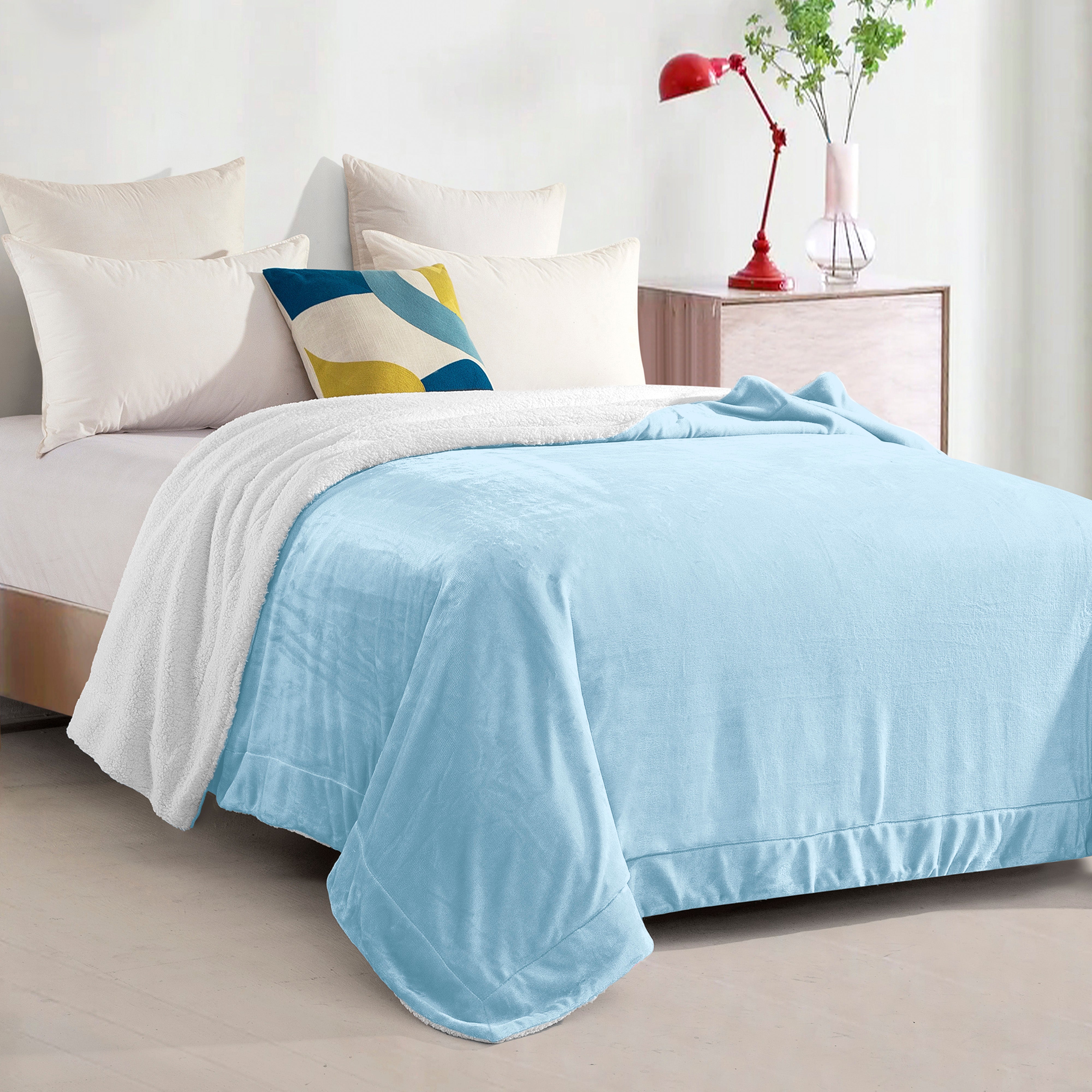 Everlaneas Reversible Sherpa Throw Blanket - Sherpa Back Throw Blanket