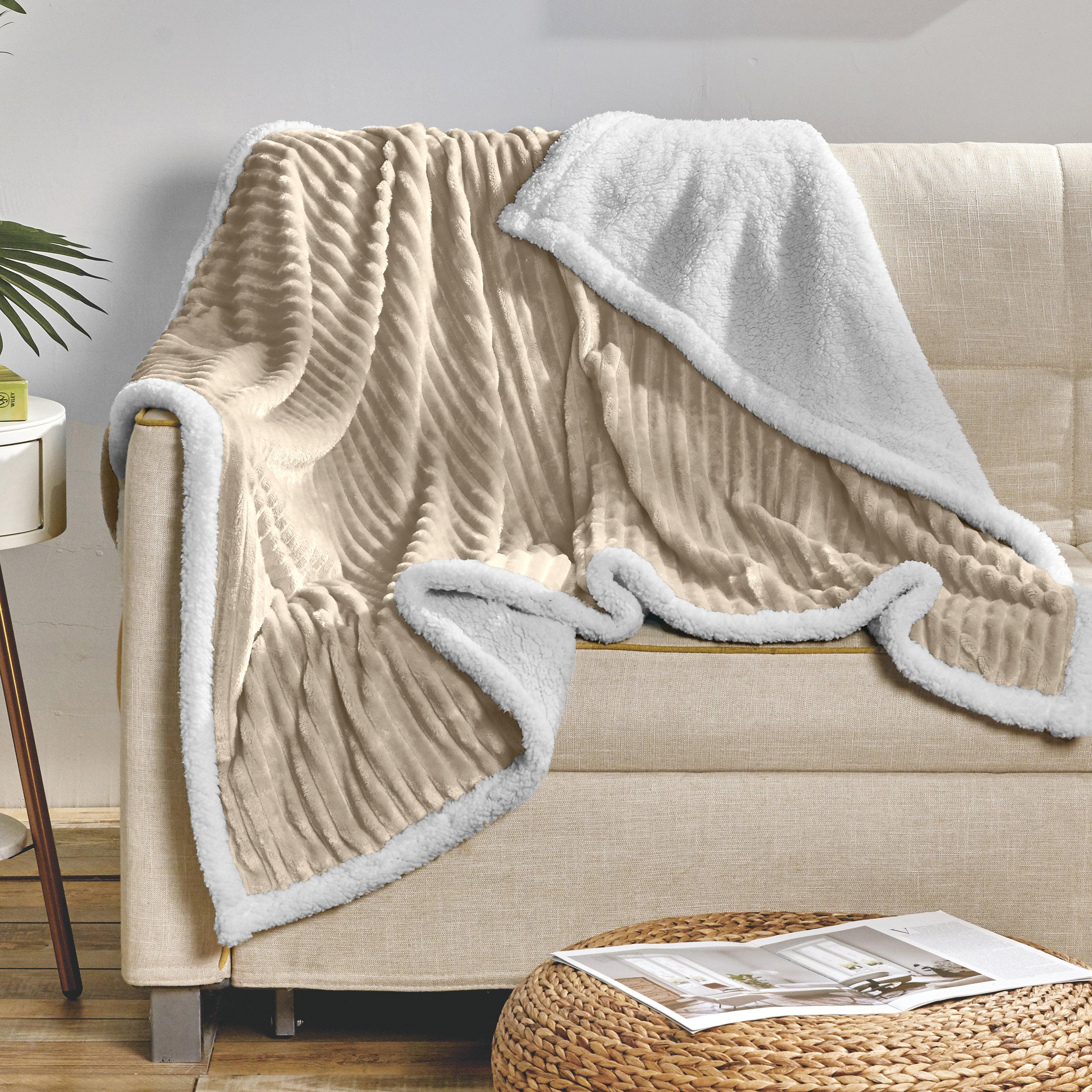 Everlaneas Corduroy Design Luxury Sherpa Blanket