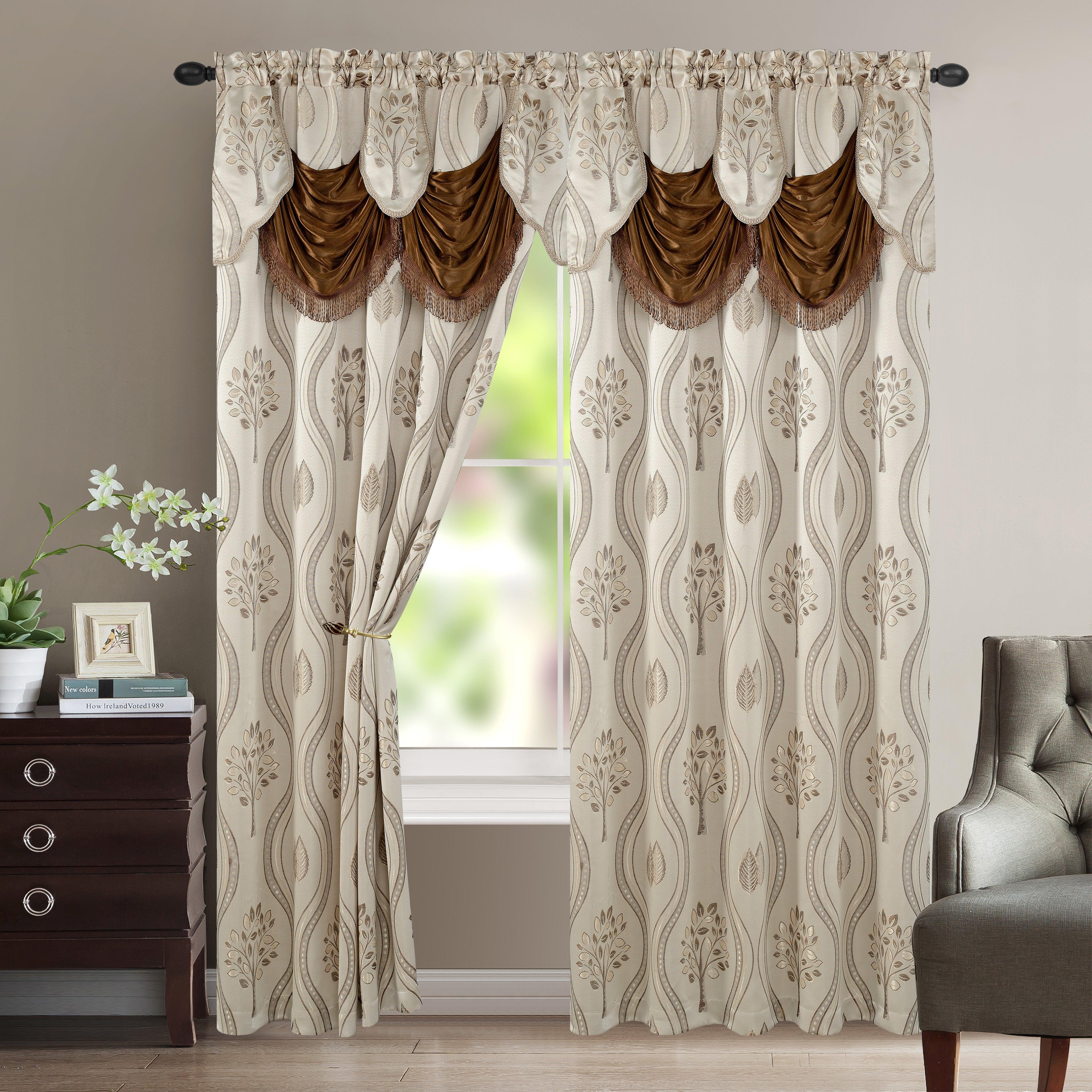 Everlaneas Set of 2 Aurora Curtain Panels- Attached Valance - Rod Pocket- 54" W x 84" L