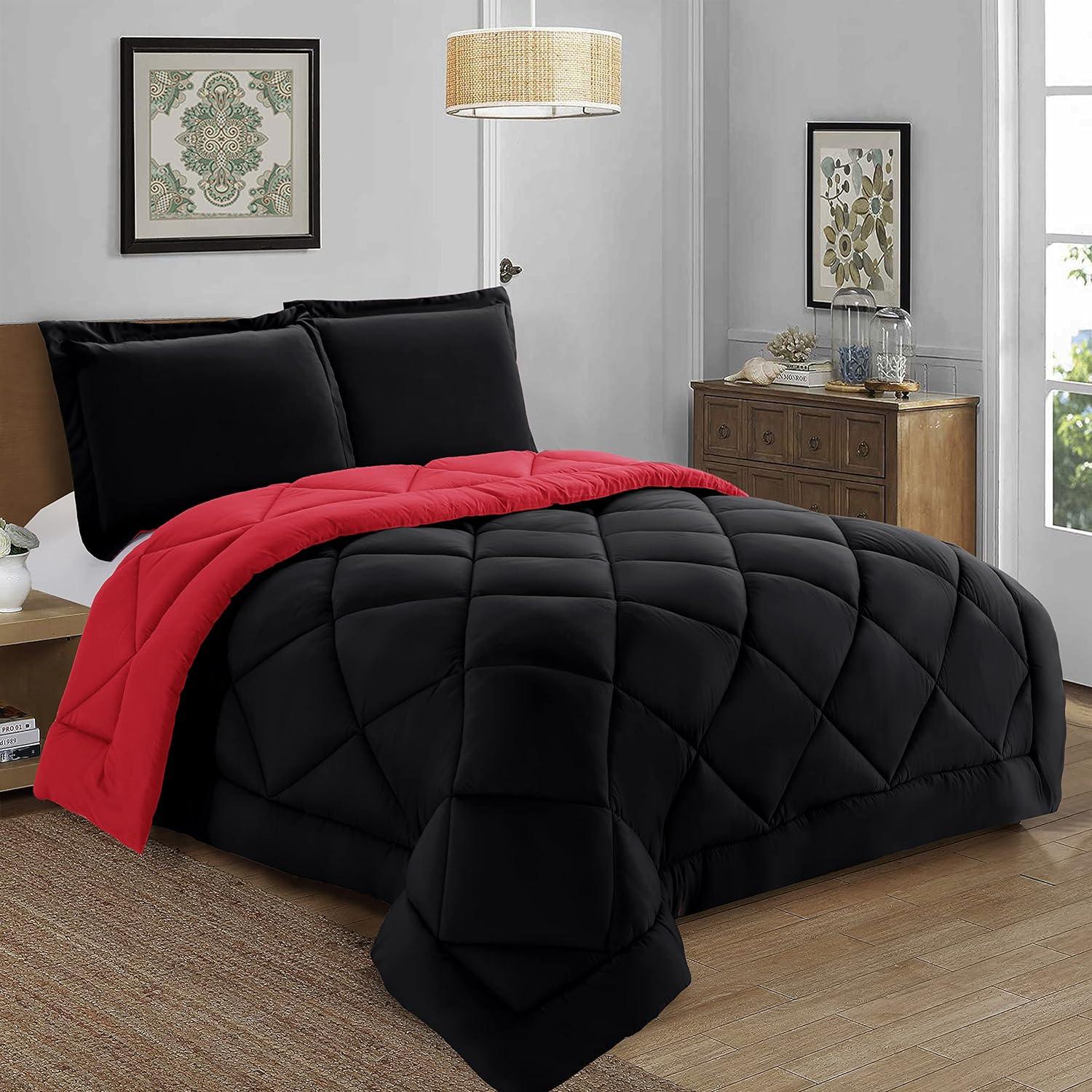 Everlaneas 3-Piece Reversible Diamond Stitched Comforter & Shams