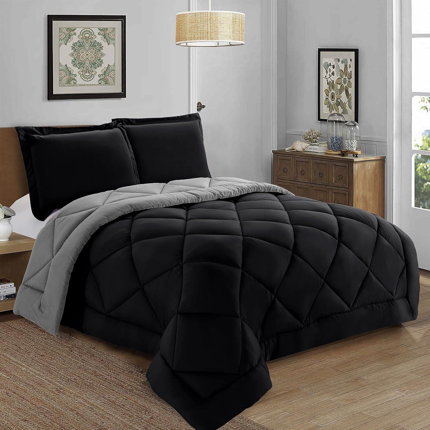 Everlaneas 3-Piece Reversible Diamond Stitched Comforter & Shams