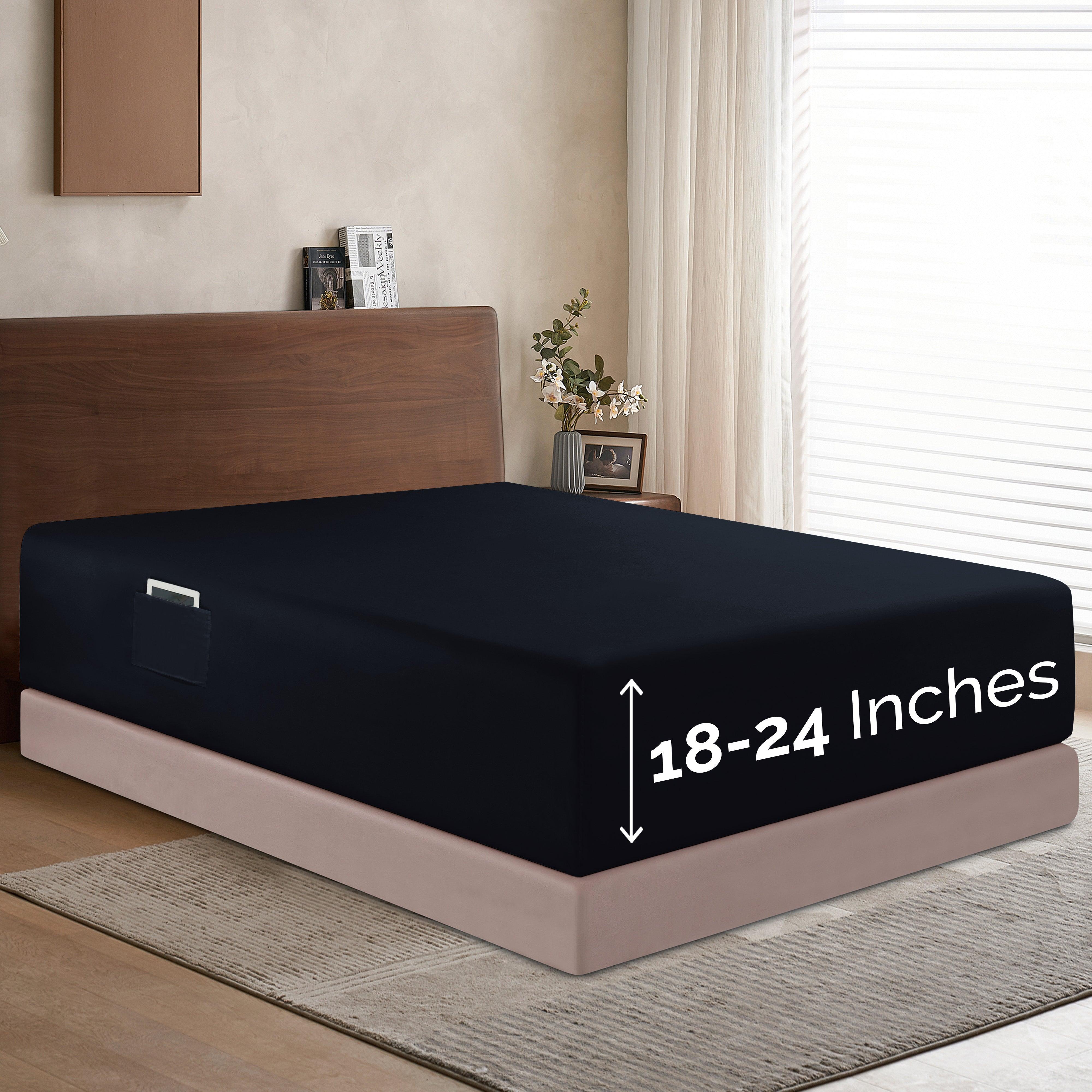 Everlaneas Extra Deep Pocket 18"-24" Single Fitted Sheet for High Mattress, Moody Shades