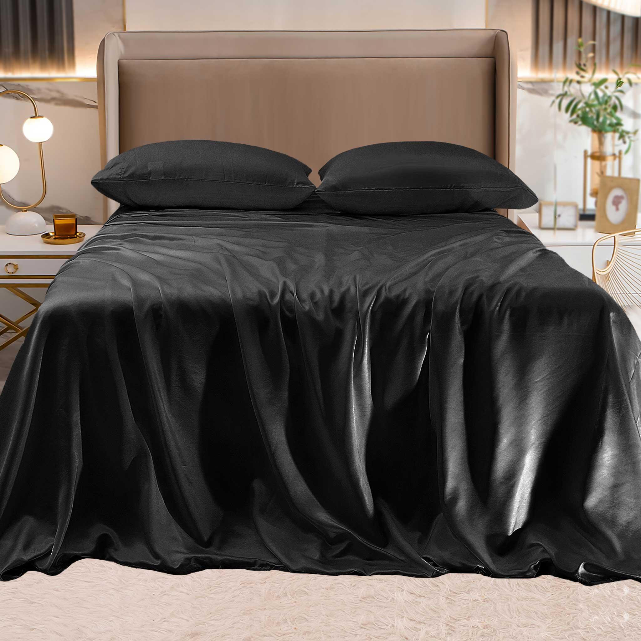 Everlaneas Fine 4-Piece Silky Satin Sheet Set, Moody Shades