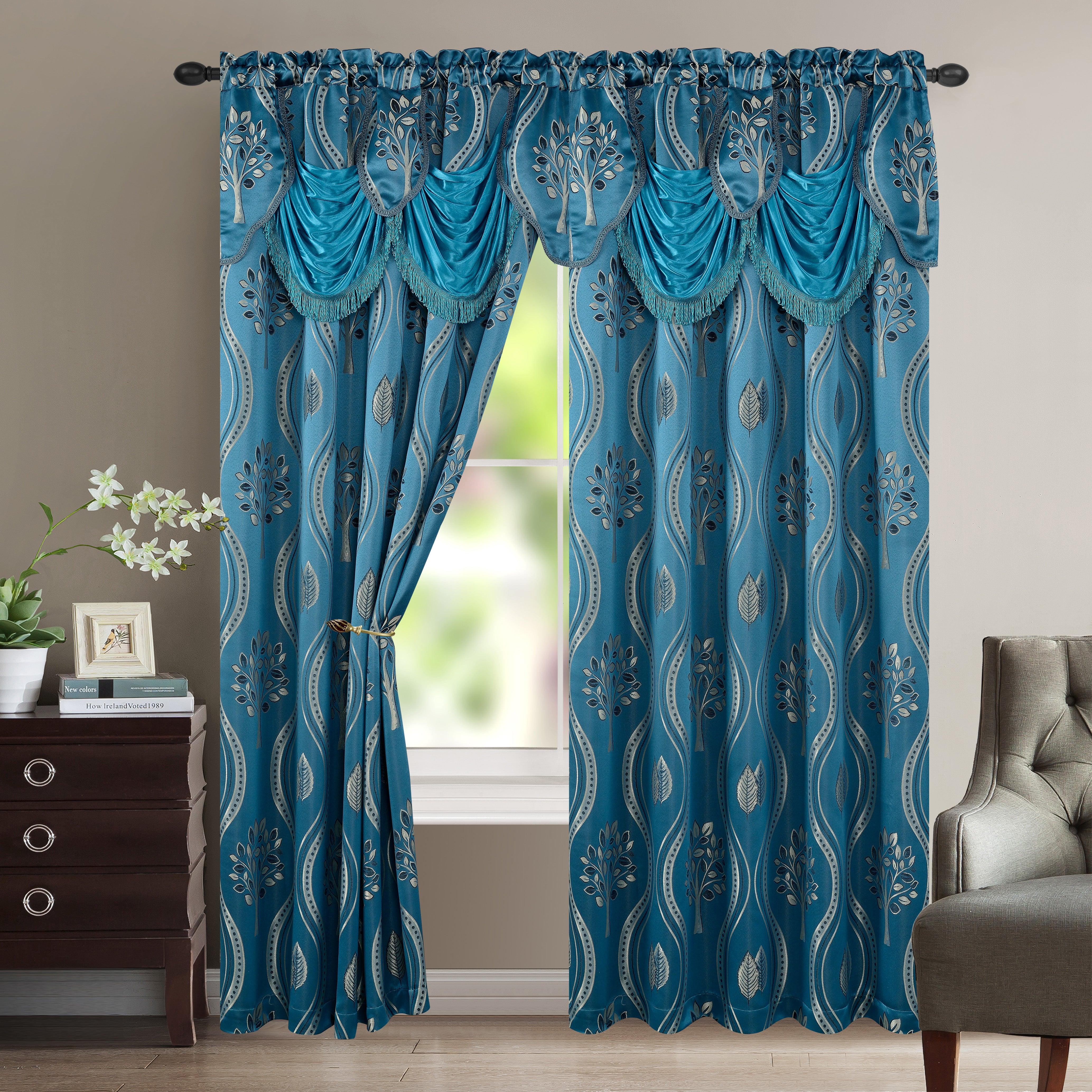 Everlaneas Set of 2 Aurora Curtain Panels- Attached Valance - Rod Pocket- 54" W x 84" L
