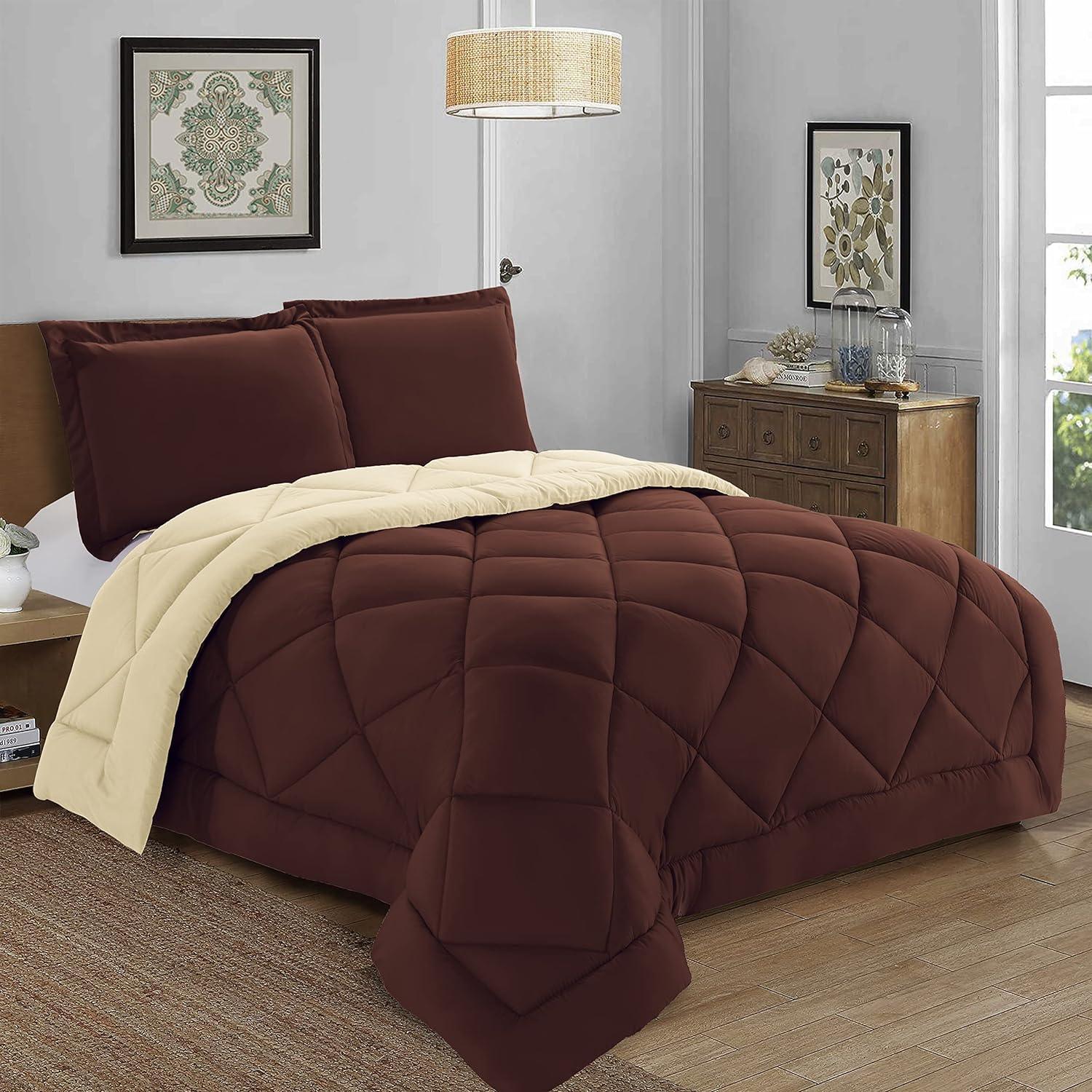 Everlaneas 3-Piece Reversible Diamond Stitched Comforter & Shams