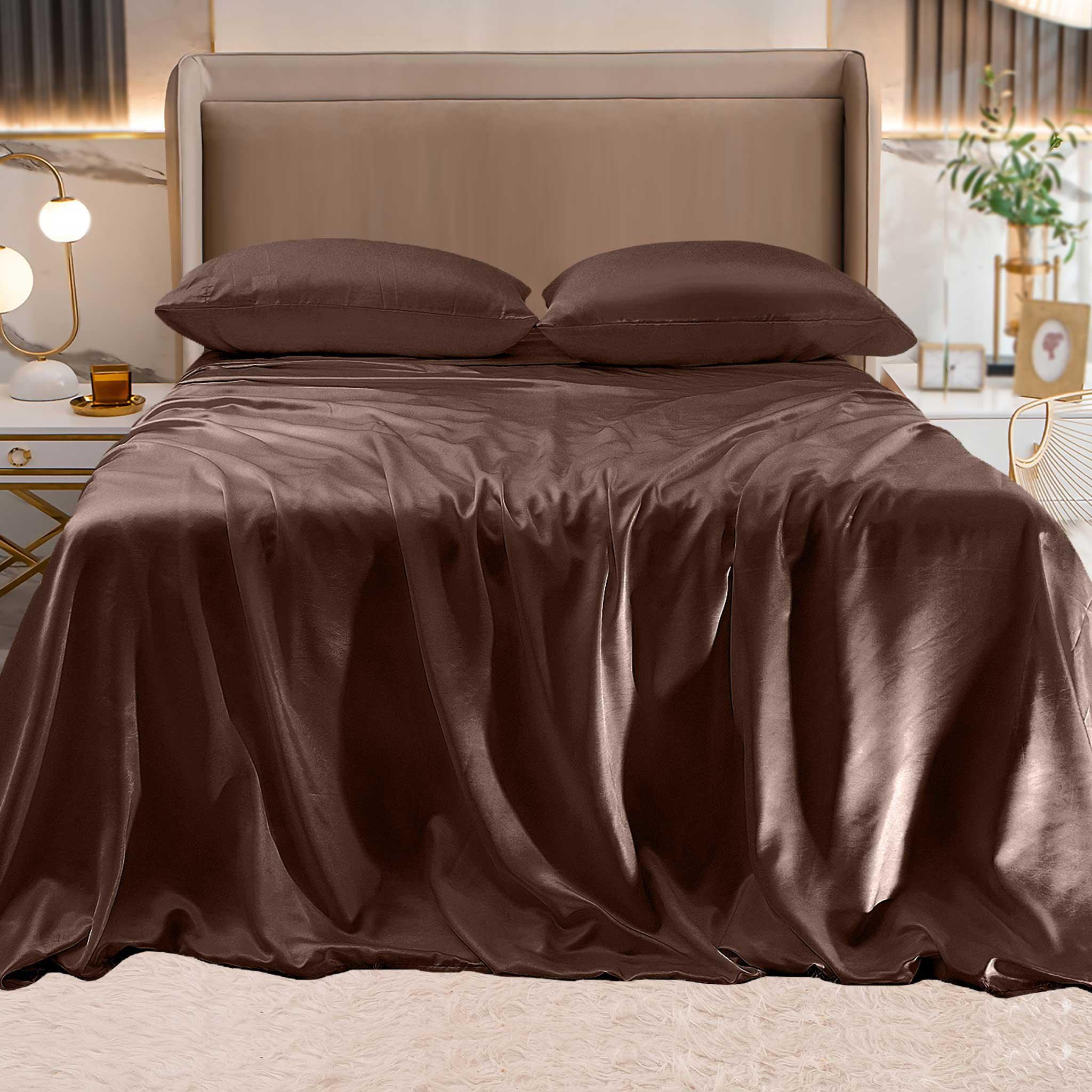 Everlaneas Fine 4-Piece Silky Satin Sheet Set, Moody Shades