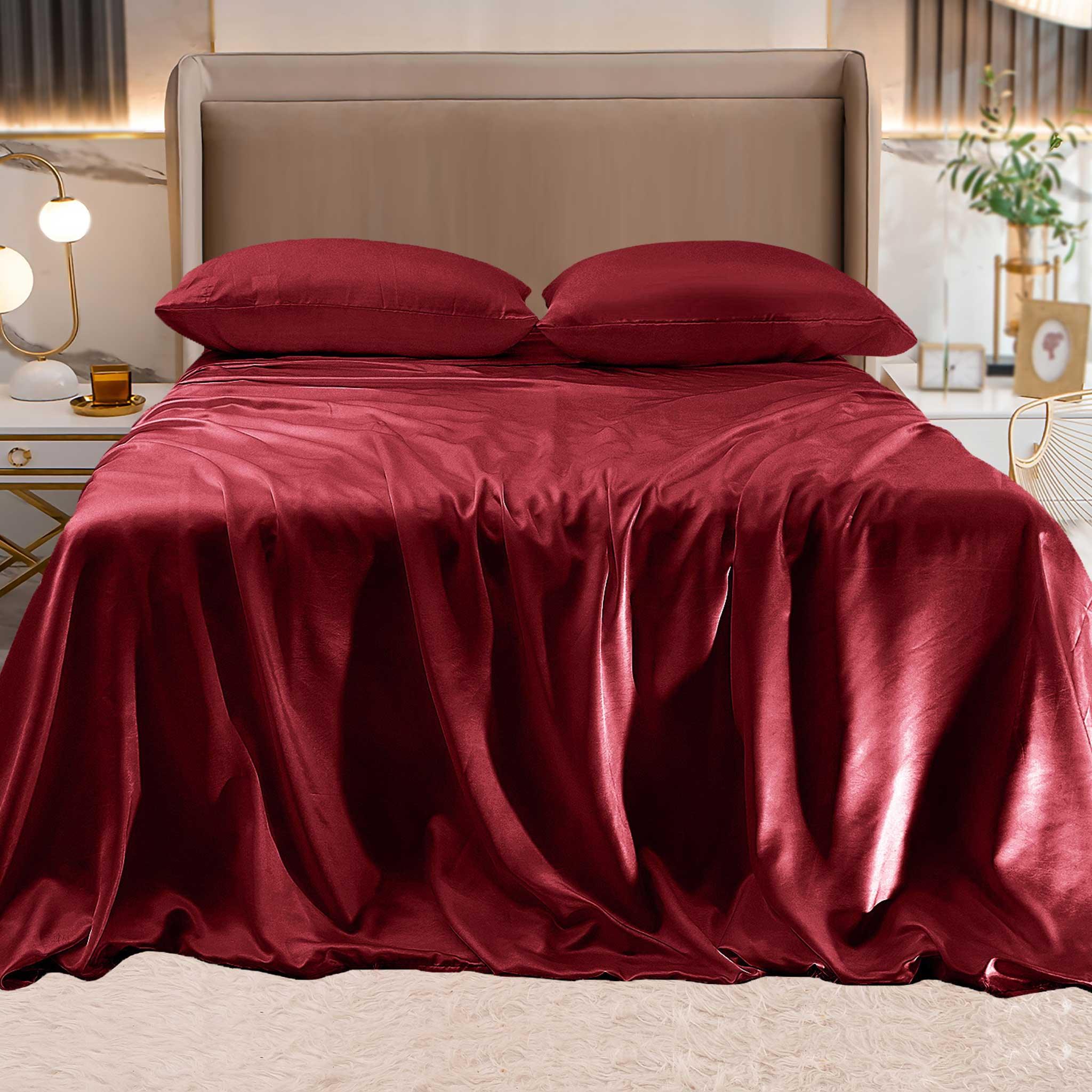 Everlaneas Fine 4-Piece Silky Satin Sheet Set, Moody Shades