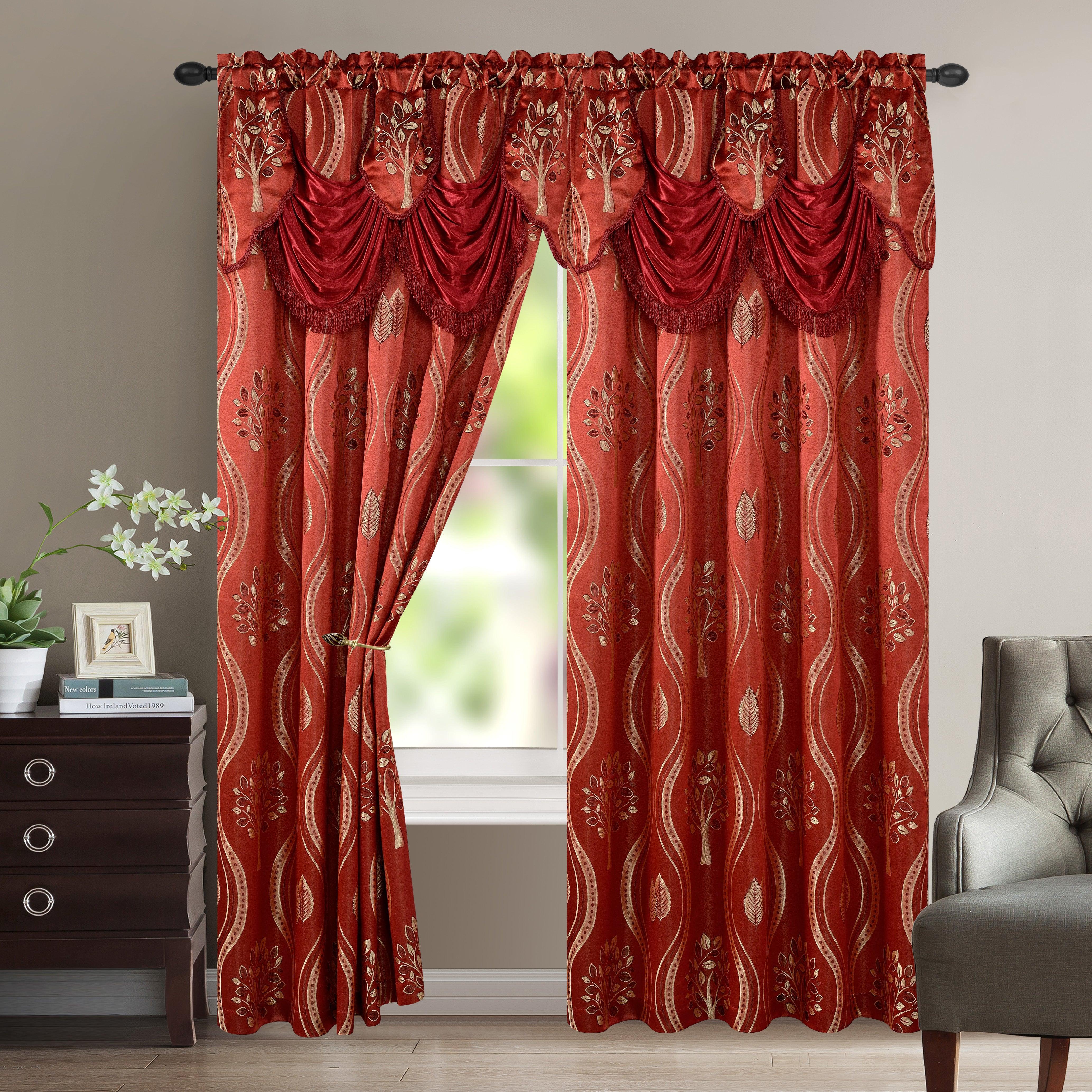 Everlaneas Set of 2 Aurora Curtain Panels- Attached Valance - Rod Pocket- 54" W x 84" L