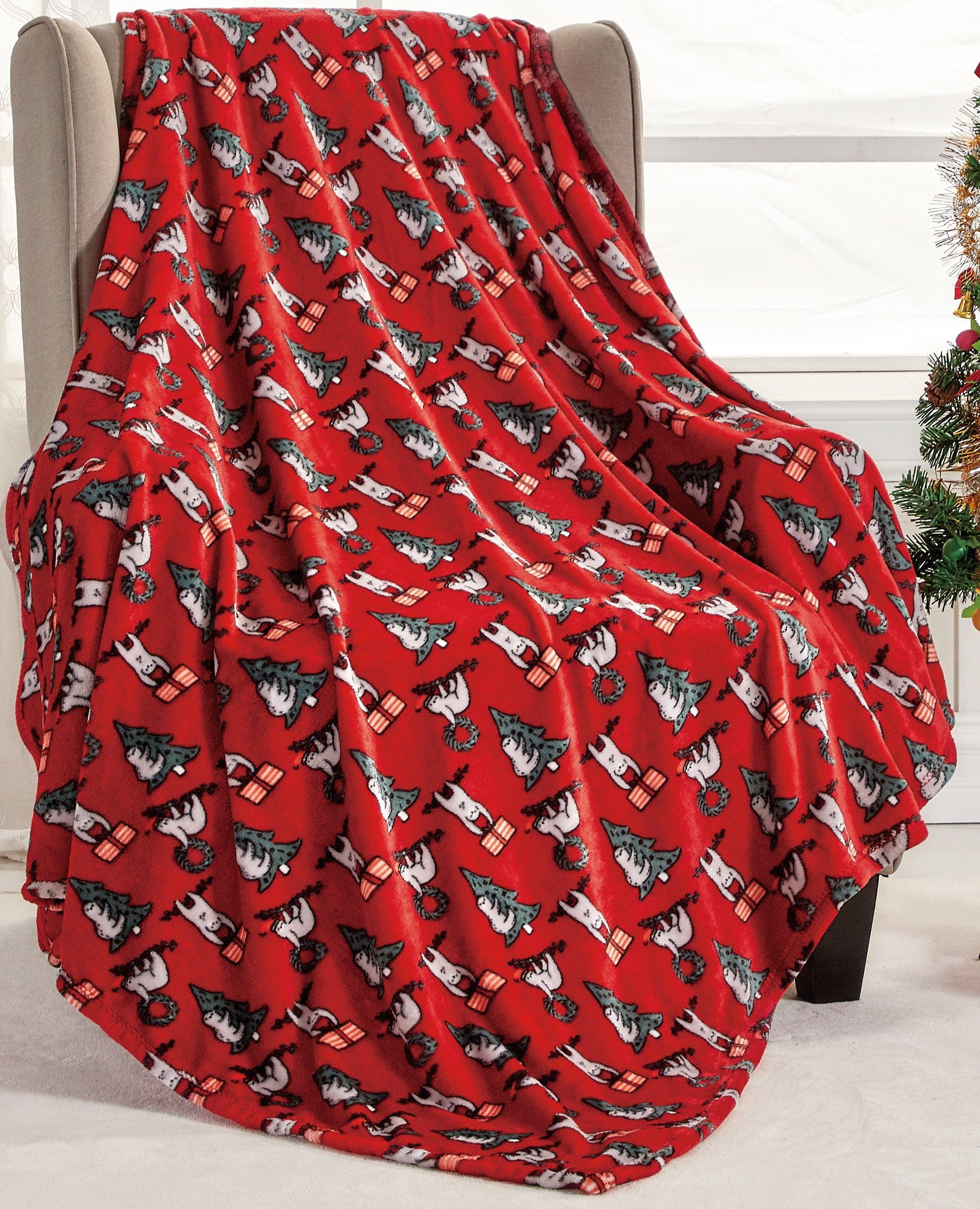 Everlaneas 50" x 60" Holiday Velvet Plush Blanket Throw - 50 x 60 inches