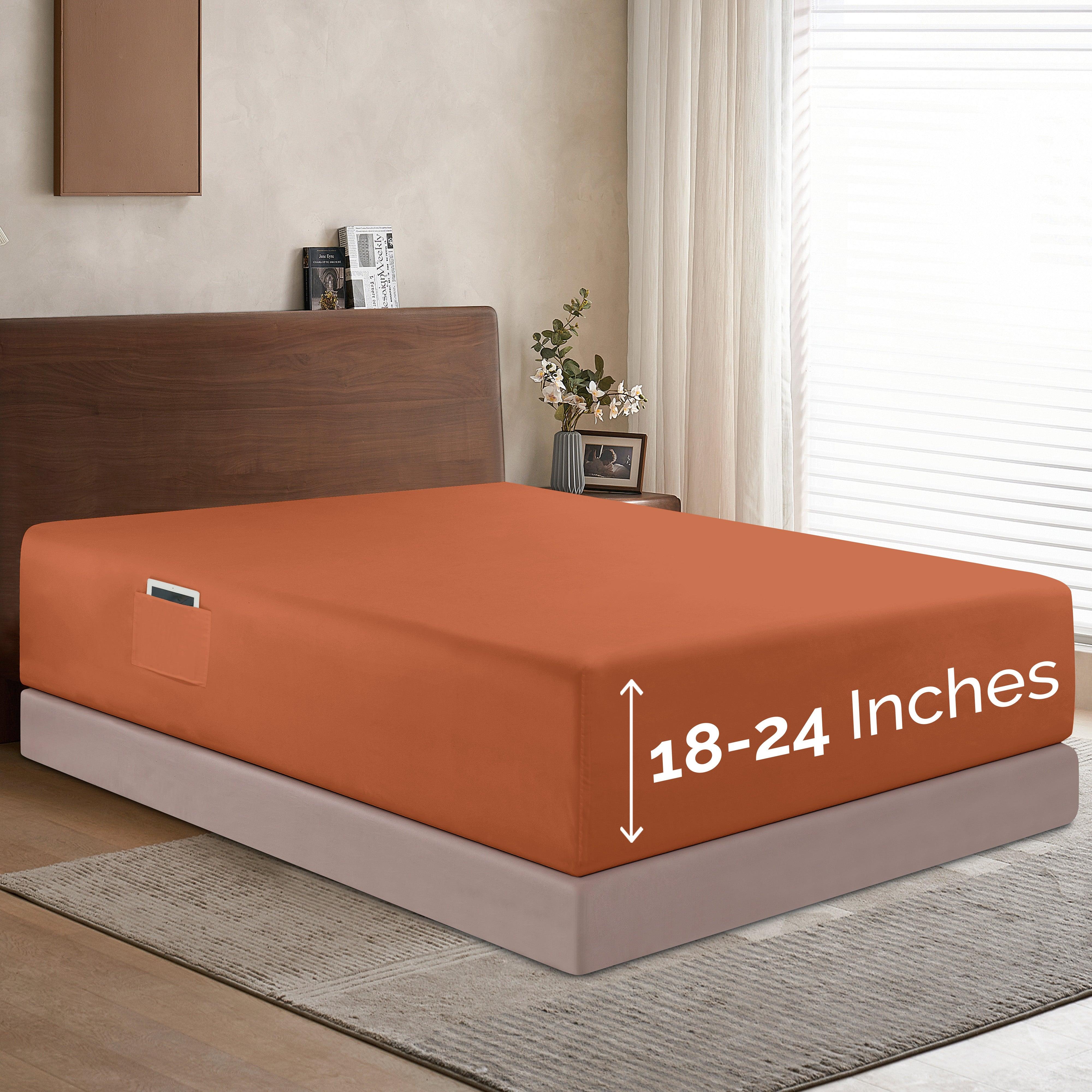 Everlaneas Extra Deep Pocket 18"-24" Single Fitted Sheet for High Mattress, Moody Shades