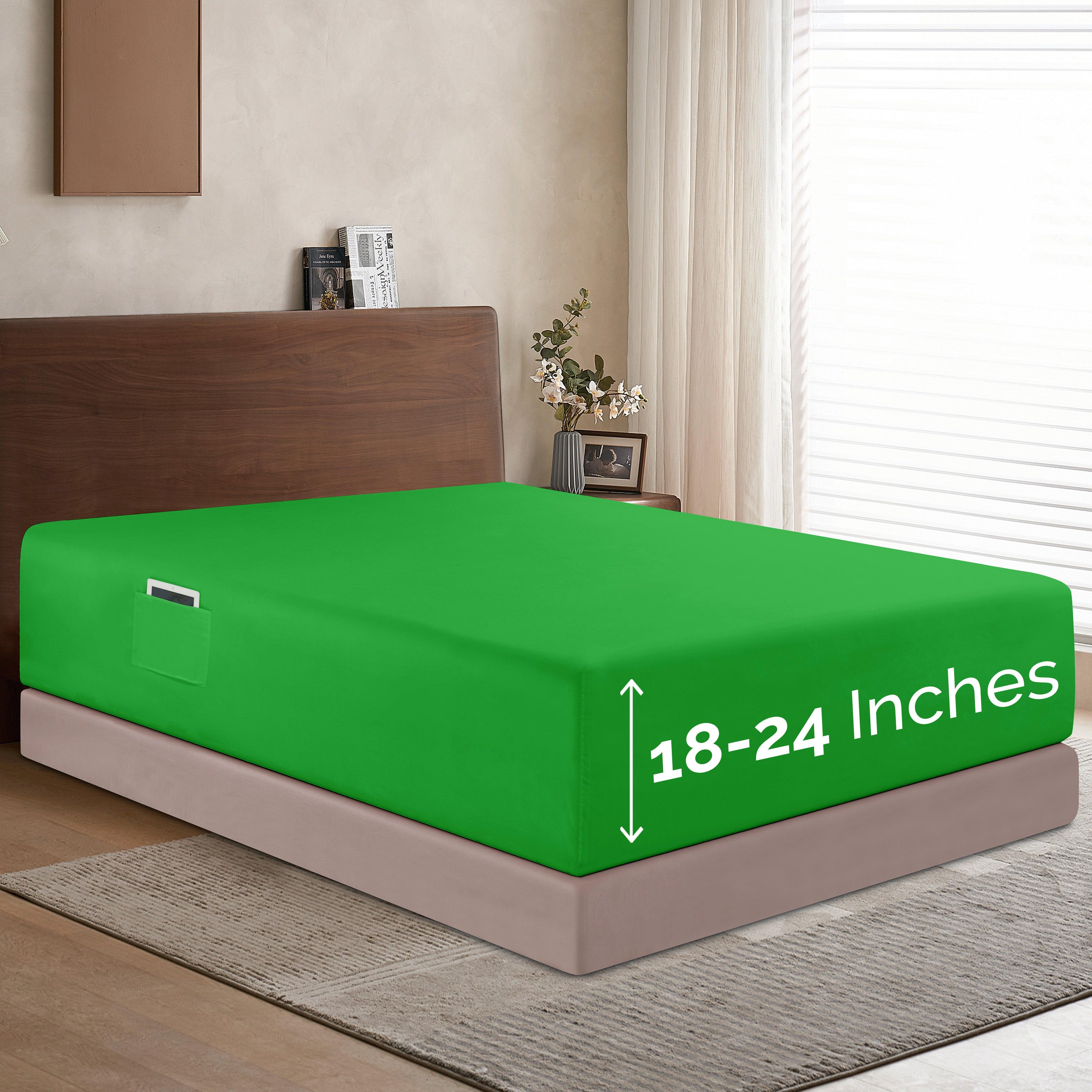 Everlaneas Extra Deep Pocket 18"-24" Single Fitted Sheet for High Mattress, Bright Shades