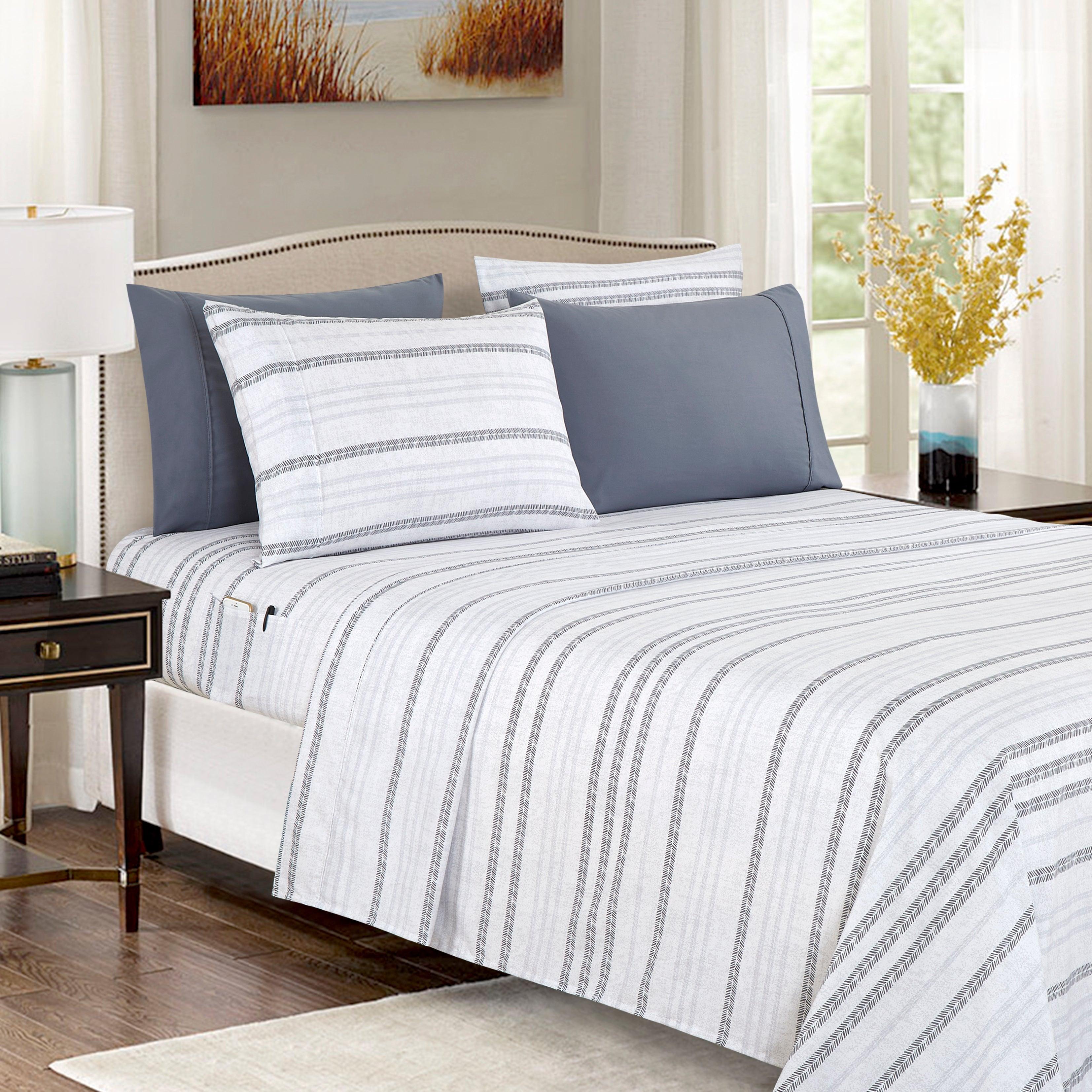 Everlaneas 6-Piece Floral and Stripe Pattern Sheet Set - Soft as a Hotel Premium Quality Bedding