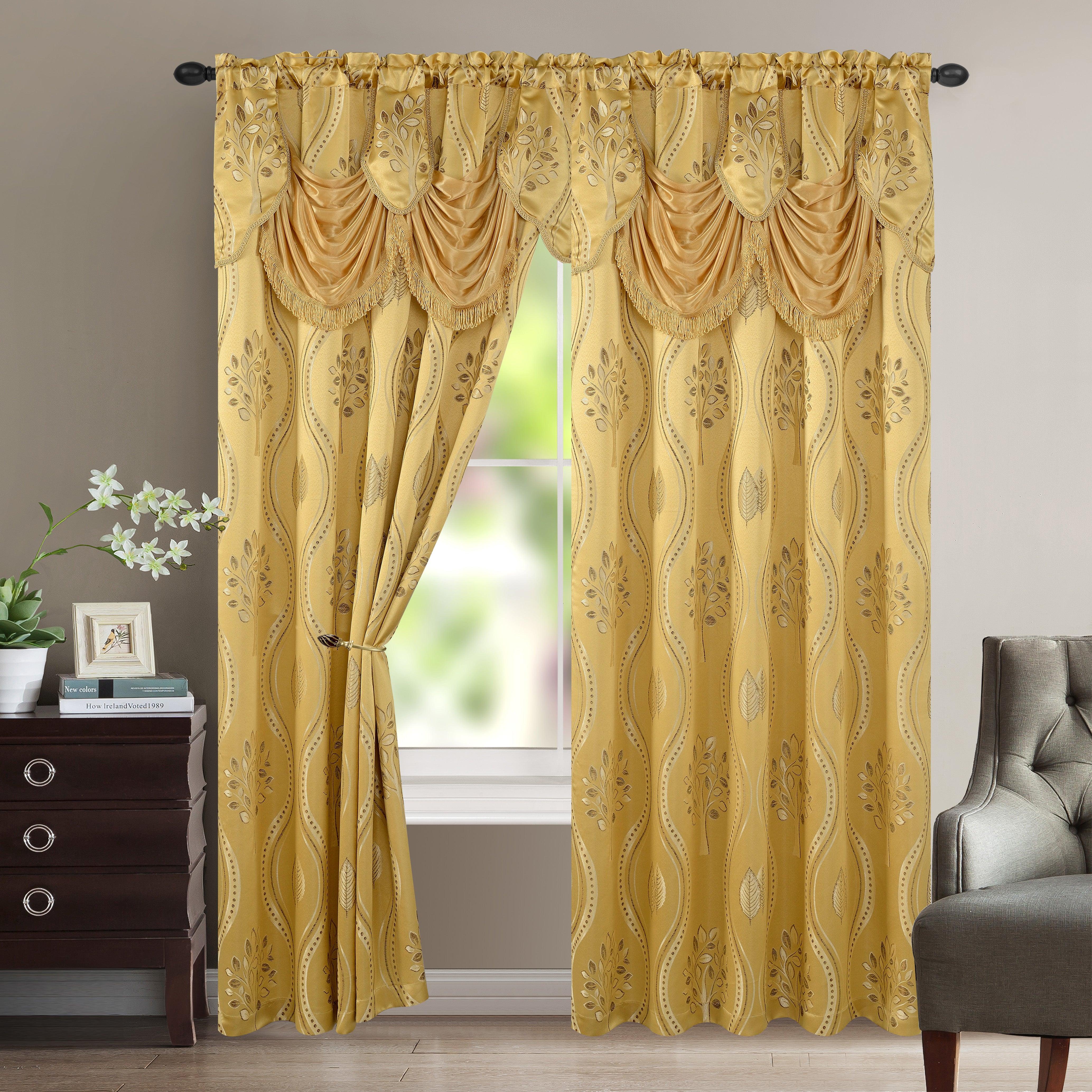 Everlaneas Set of 2 Aurora Curtain Panels- Attached Valance - Rod Pocket- 54" W x 84" L