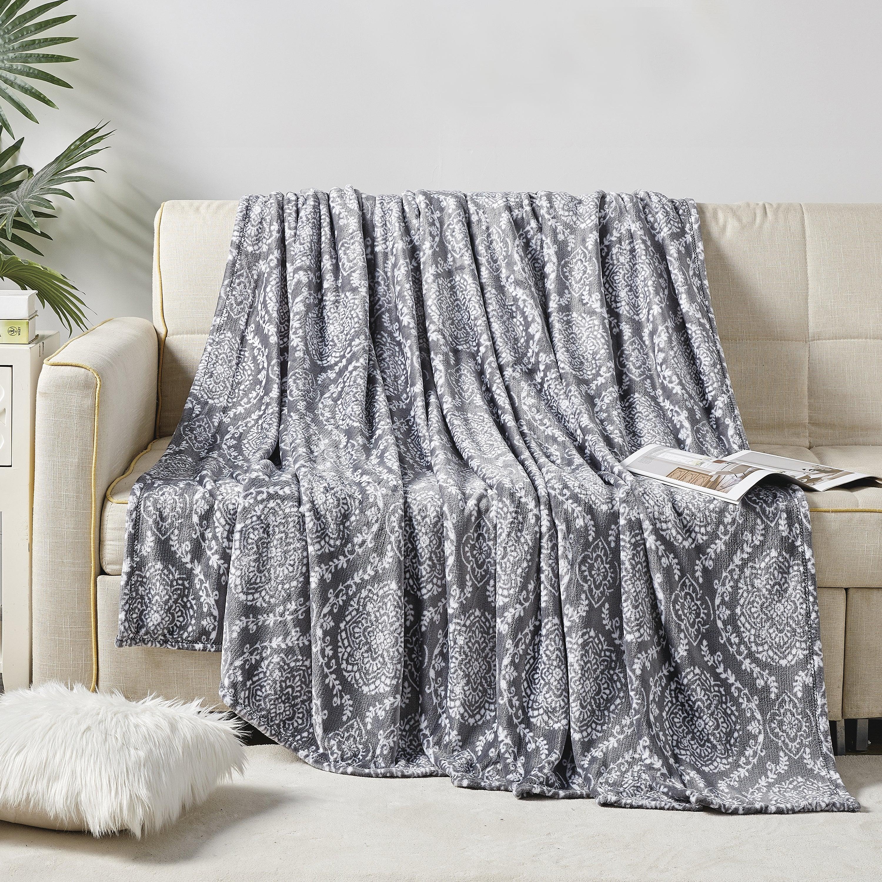 Everlaneas Printed Bed or Oversized Couch Blanket - Lightweight for All Season Warmth