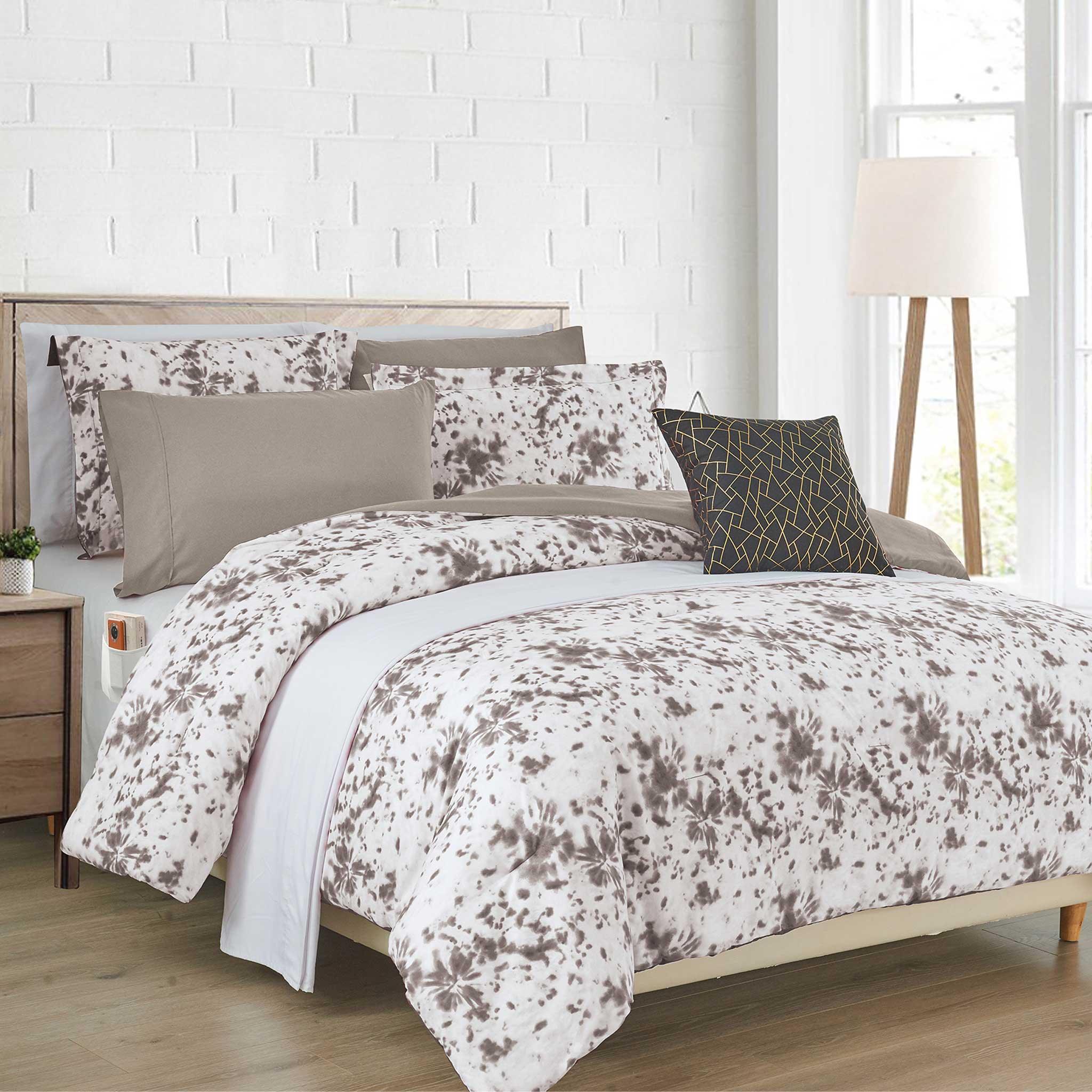 Everlaneas 10-Piece Tie-Dye Comforter Set, Includes 6-Piece Sheet Set with Double Sided Storage Pockets