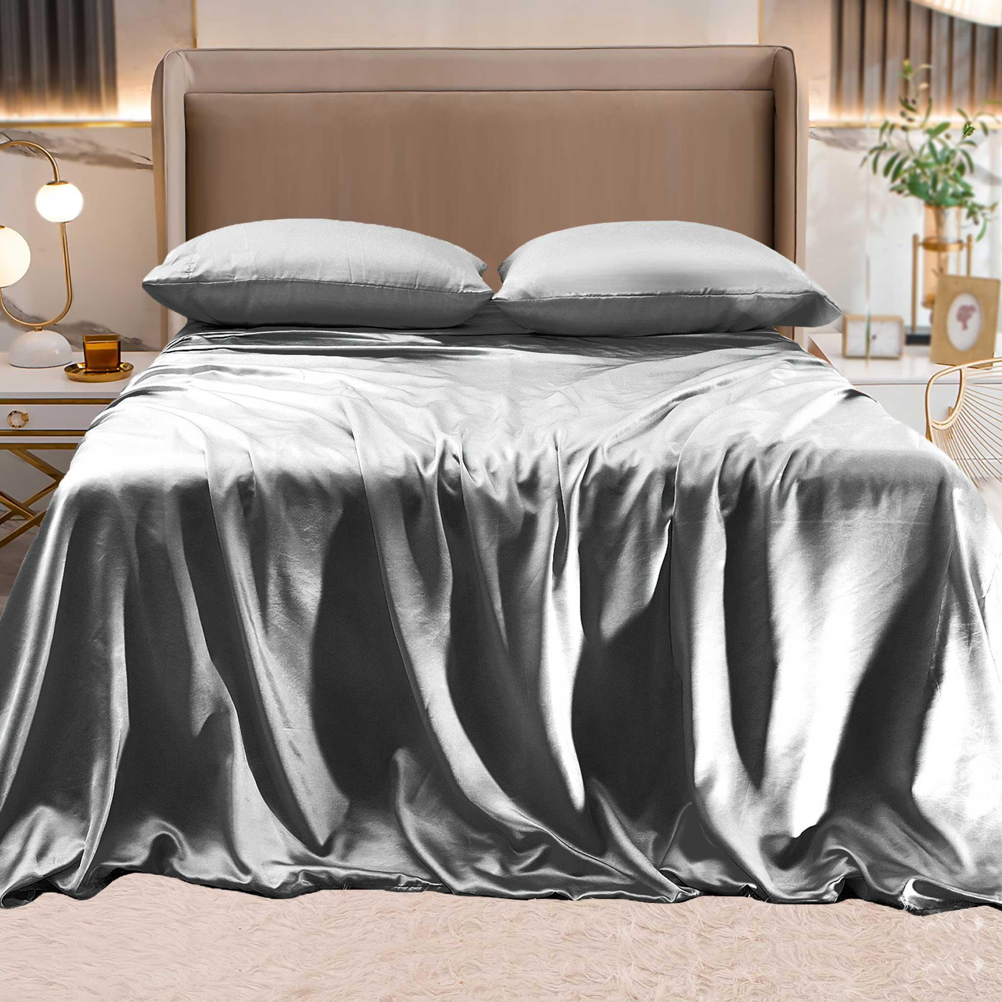 Everlaneas Fine 4-Piece Silky Satin Sheet Set, Moody Shades