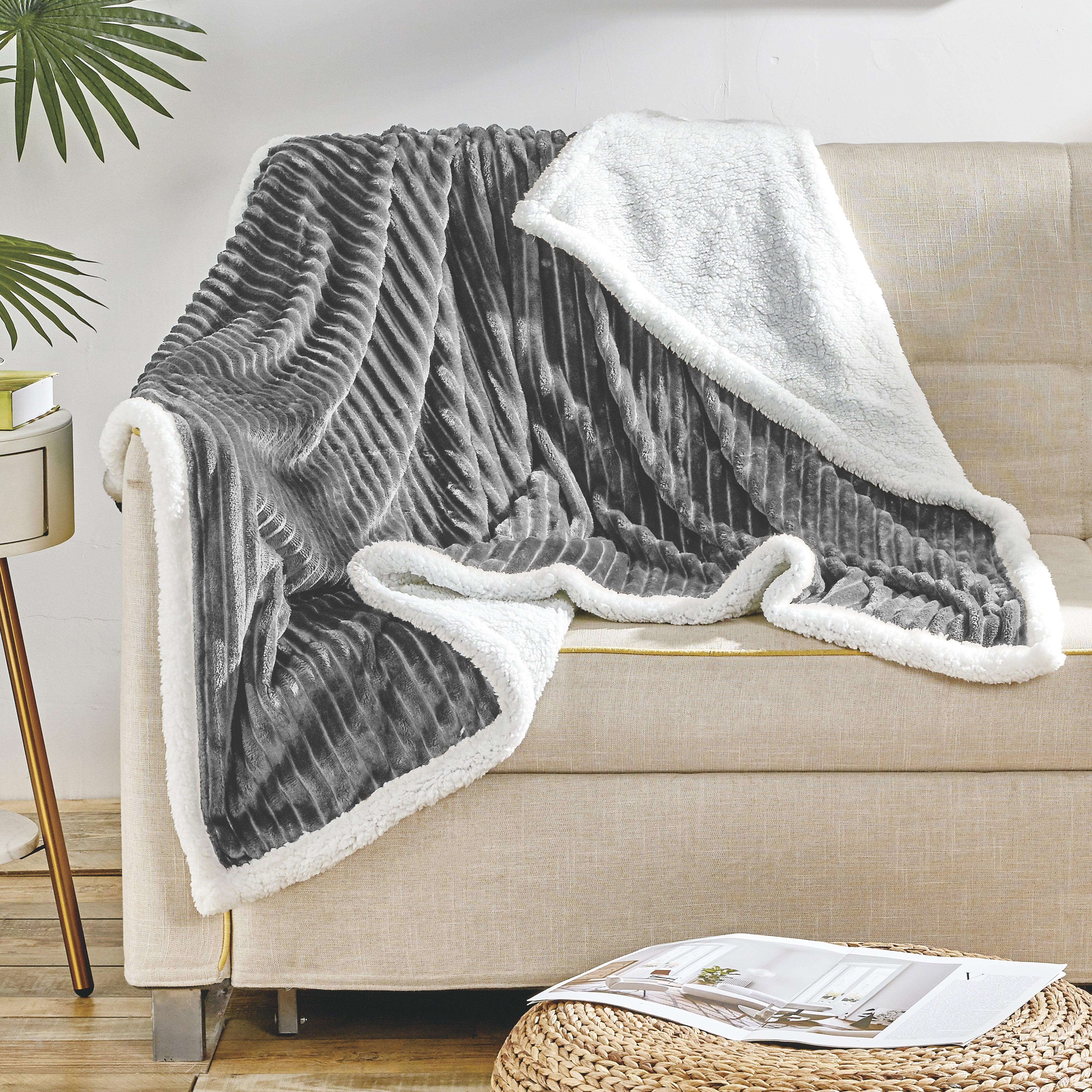 Everlaneas Corduroy Design Luxury Sherpa Blanket
