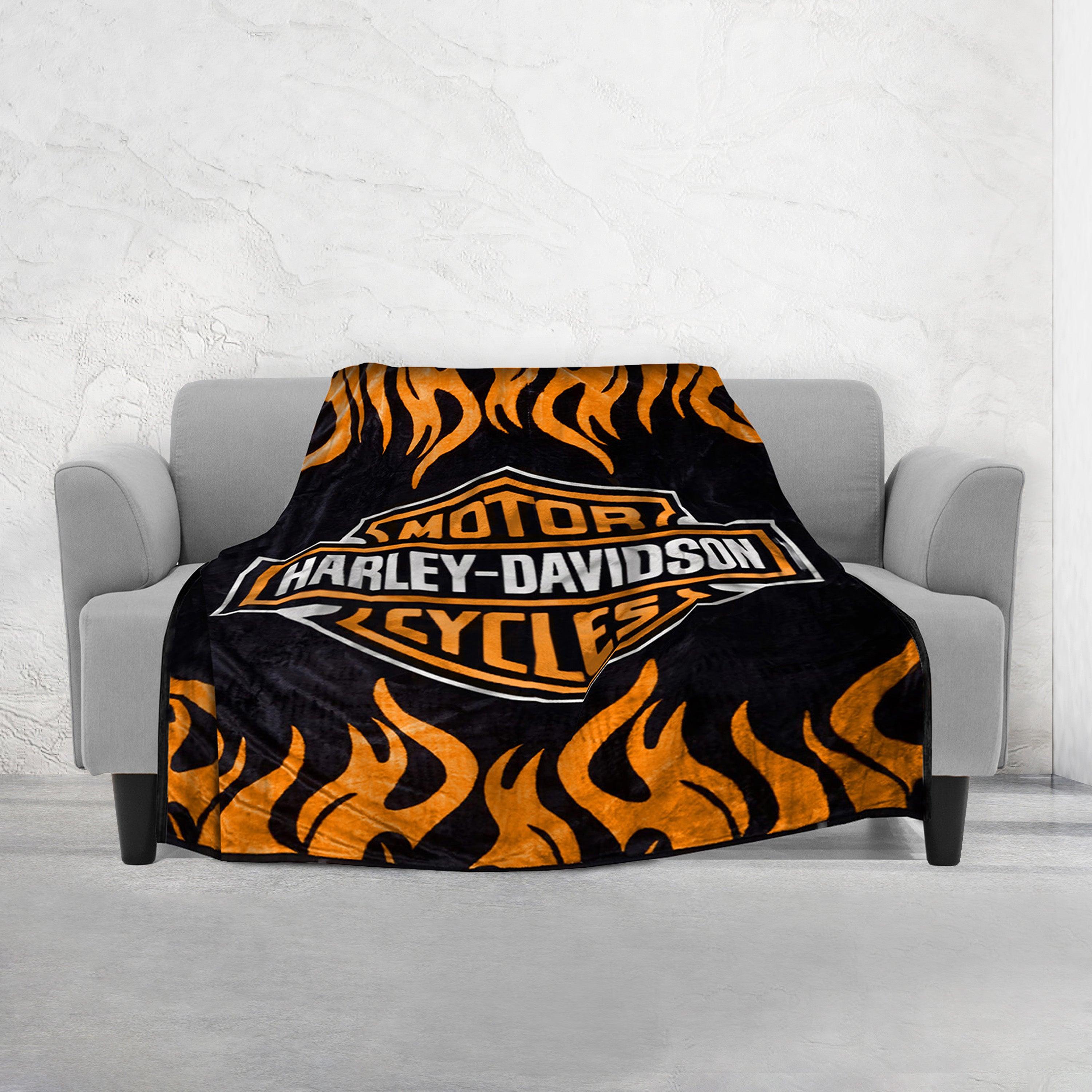 Everlaneas Harley Davidson Reversible Blanket Oversized Couch -  Queen Blanket