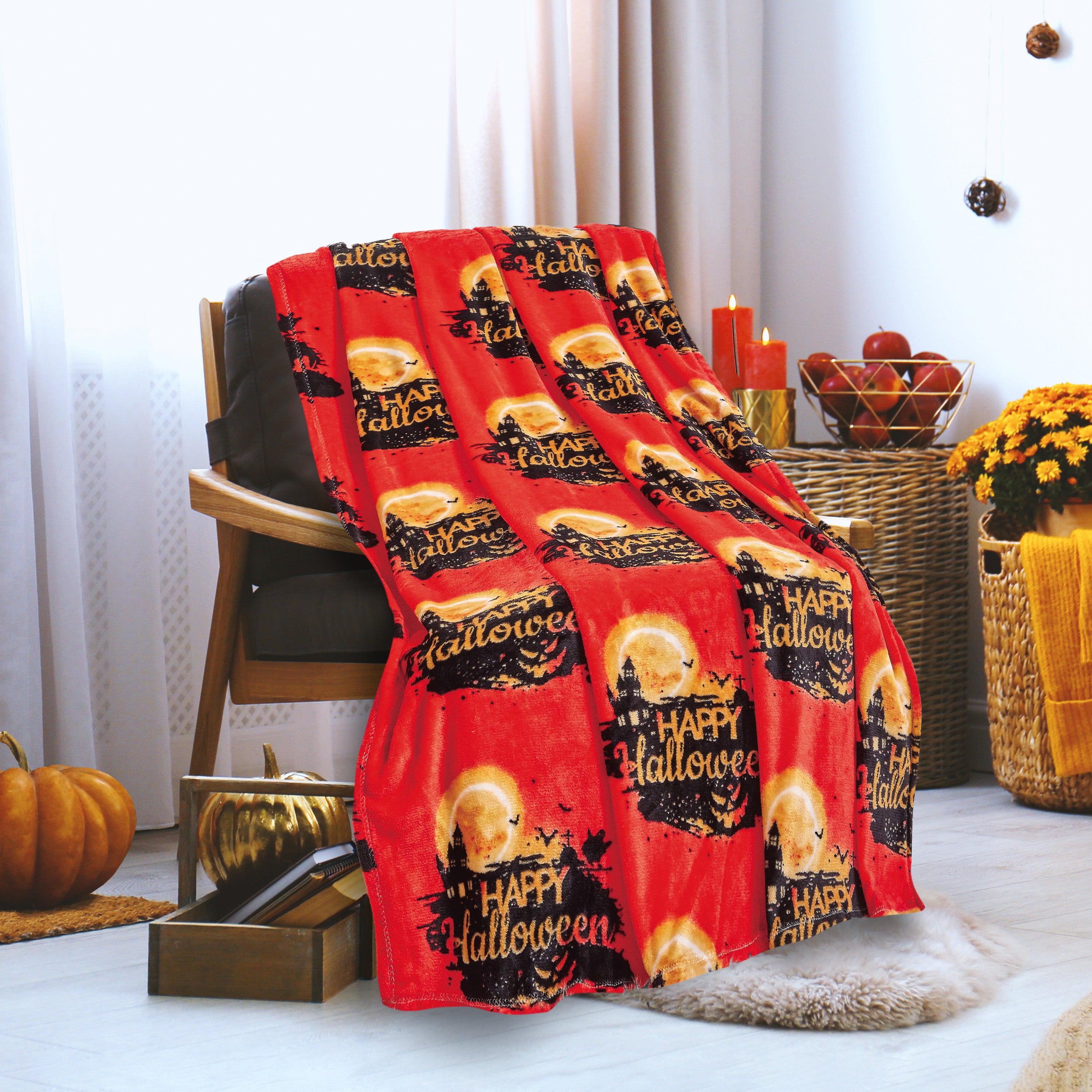 Everlaneas Halloween Theme Fleece Throw Blankets  - Velvety Feel, 50 x 60 inches