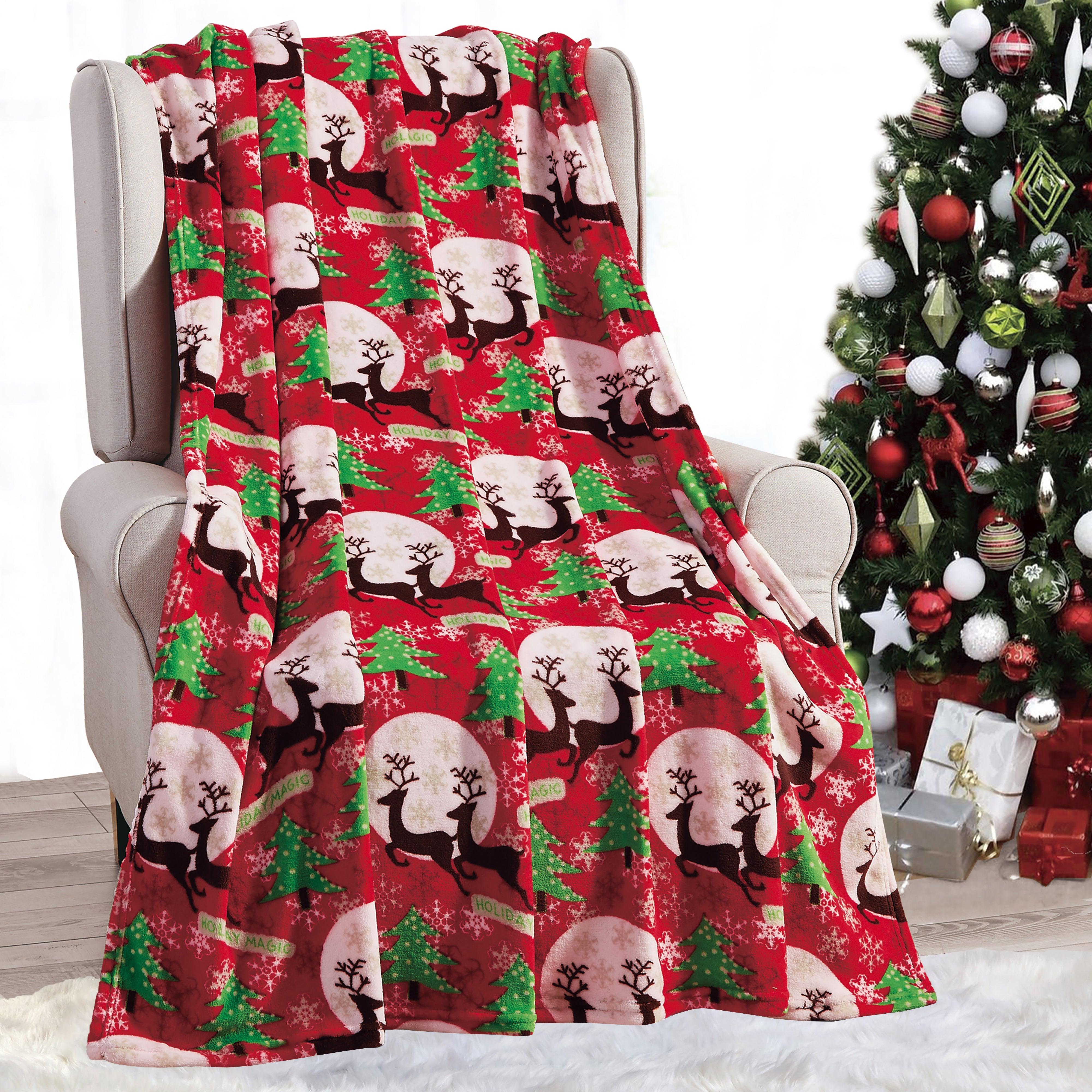 Everlaneas 50" x 60" Holiday Velvet Plush Blanket Throw - 50 x 60 inches